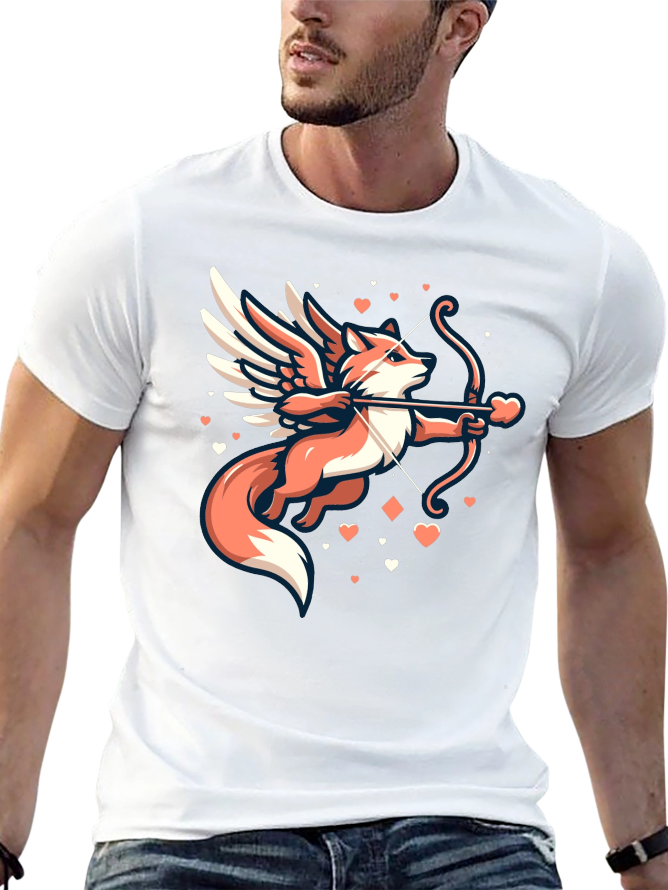 Fox Cupid Graphic T-Shirt - Valentines Day