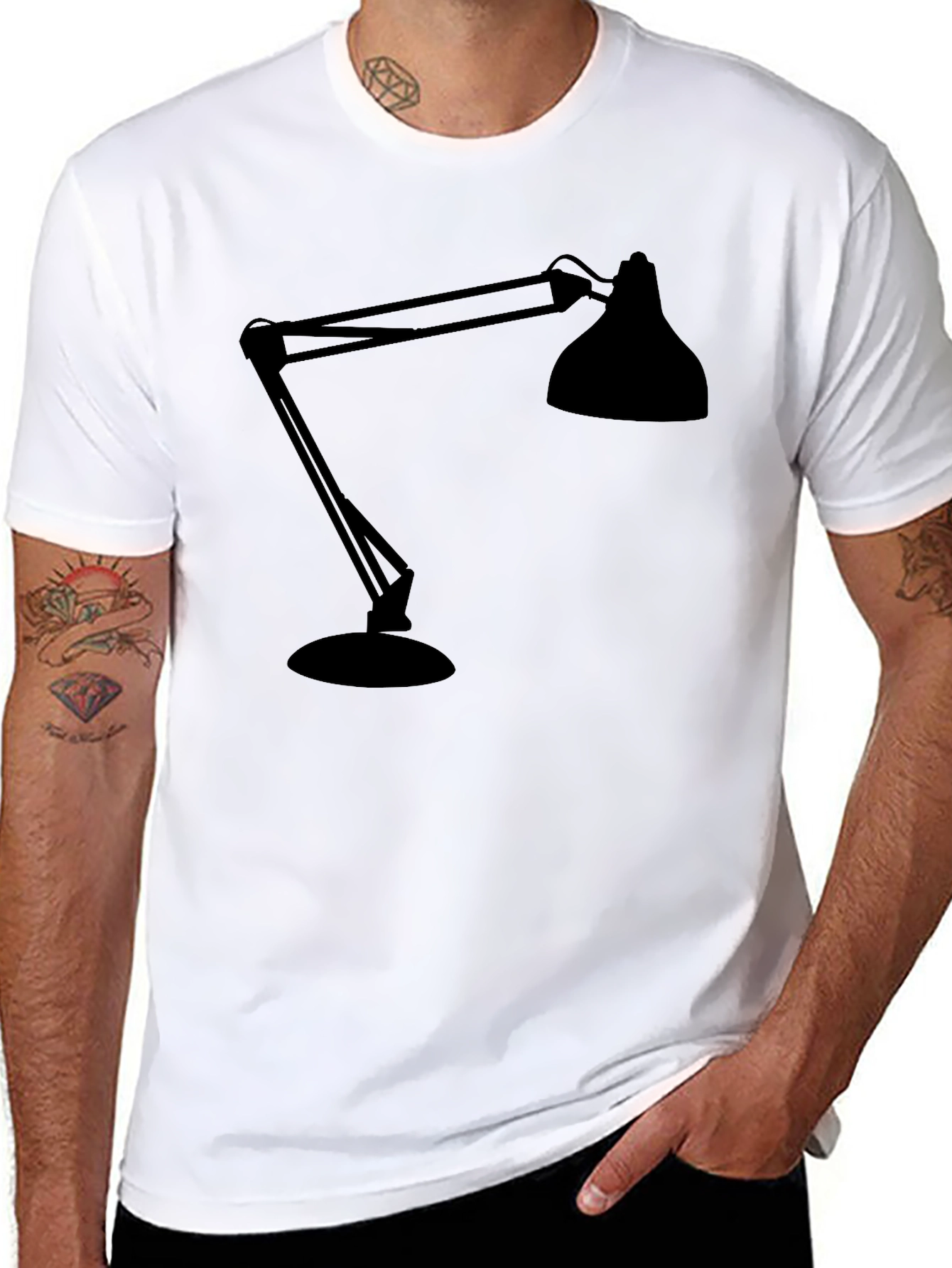 Modern Lamp Graphic Tee - Black Cotton Shirt