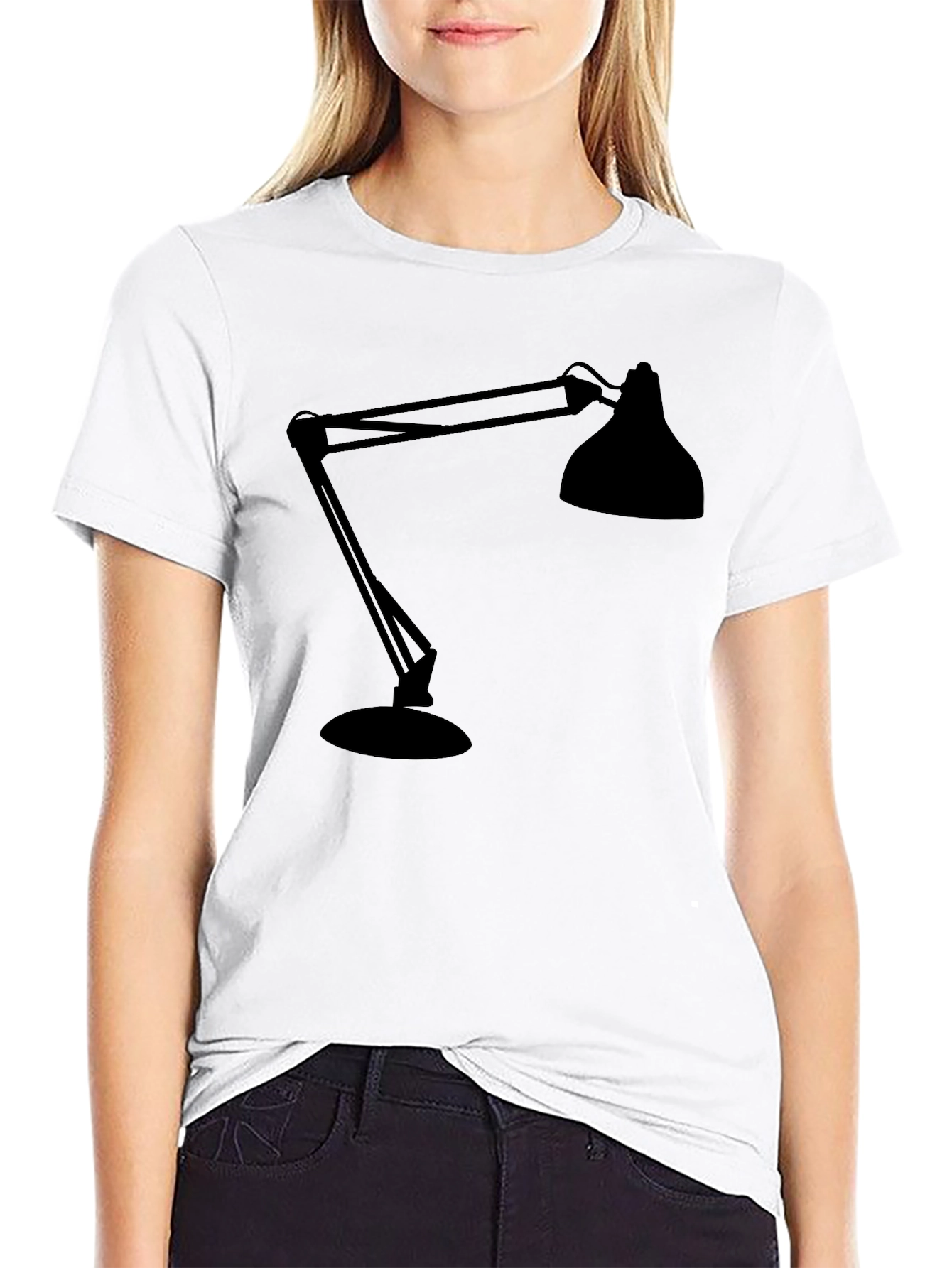 Modern Lamp Graphic Tee - Black Cotton Shirt
