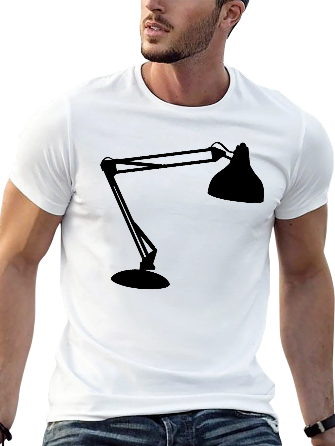 Modern Lamp Graphic Tee - Black Cotton Shirt