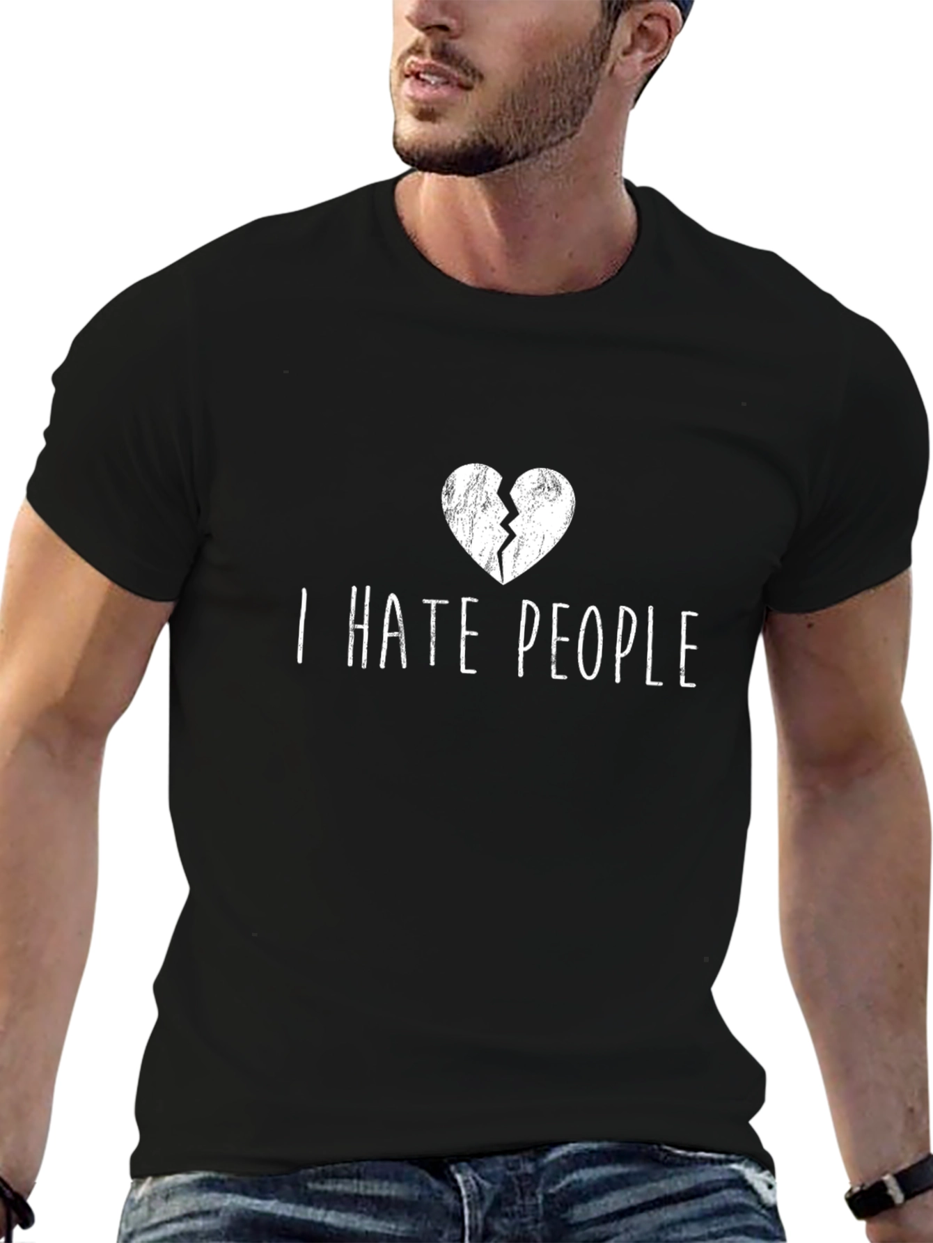 I Hate People T-Shirt Broken Heart Graphic Tee