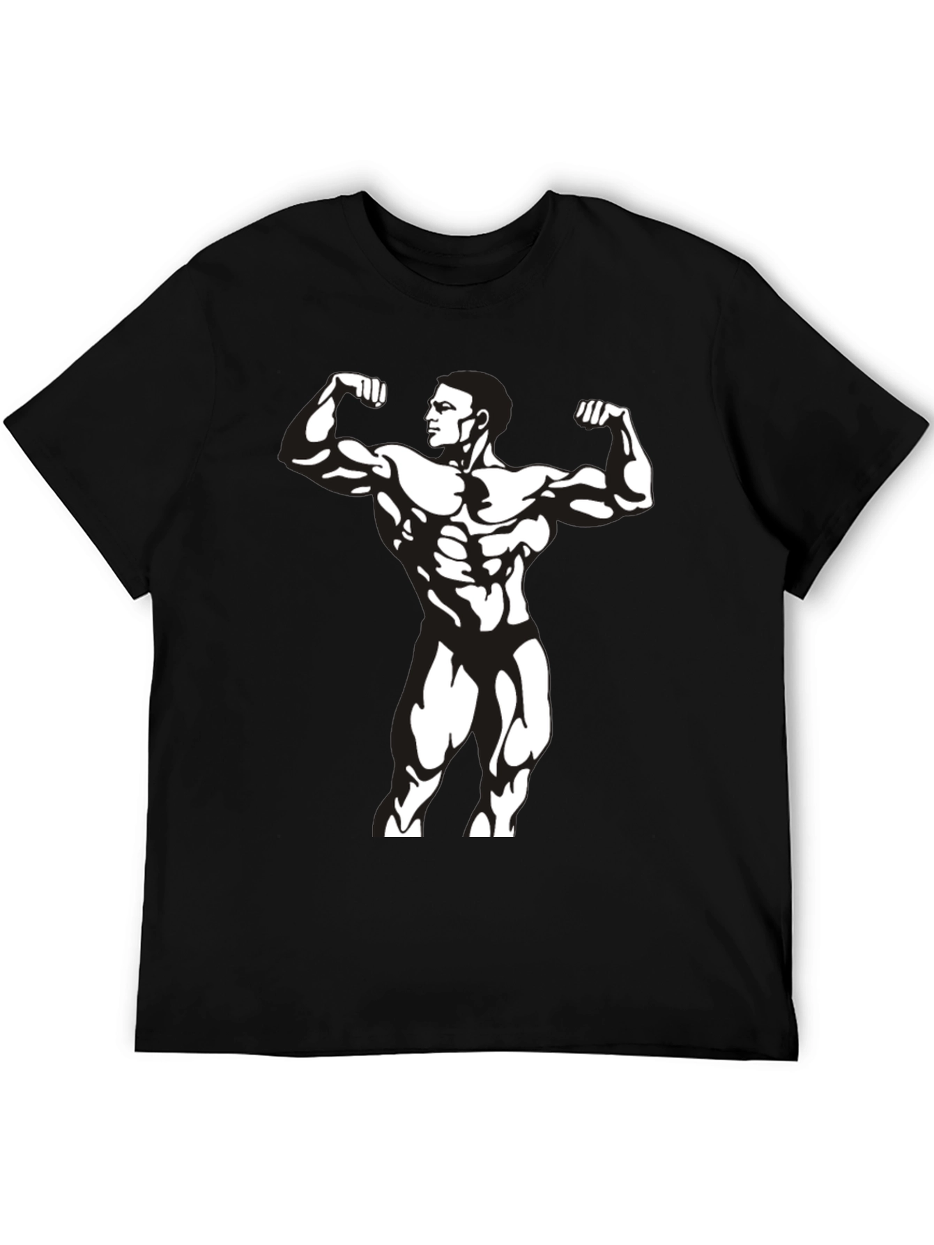 Mens Black Bodybuilder Graphic T-Shirt