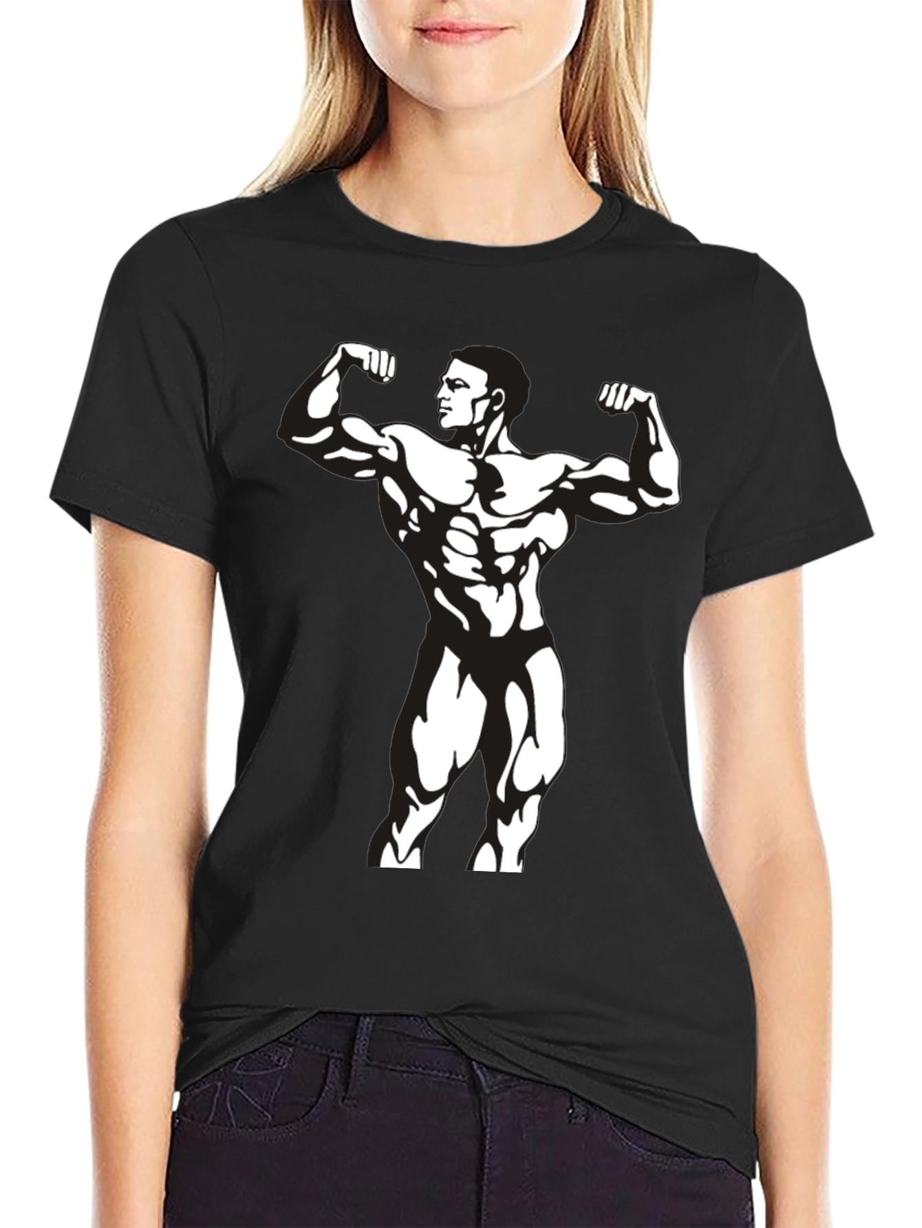 Mens Black Bodybuilder Graphic T-Shirt