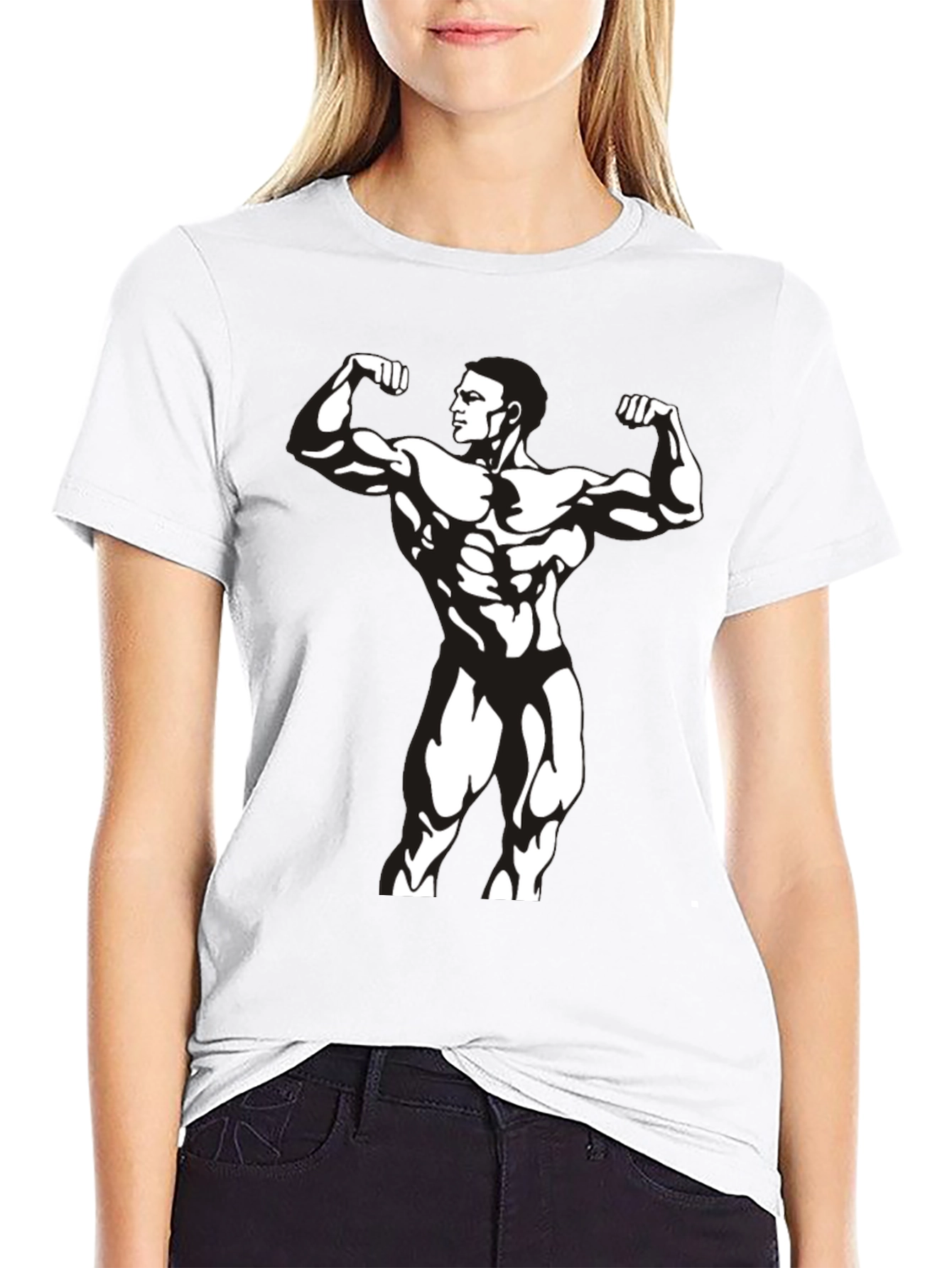Mens Black Bodybuilder Graphic T-Shirt