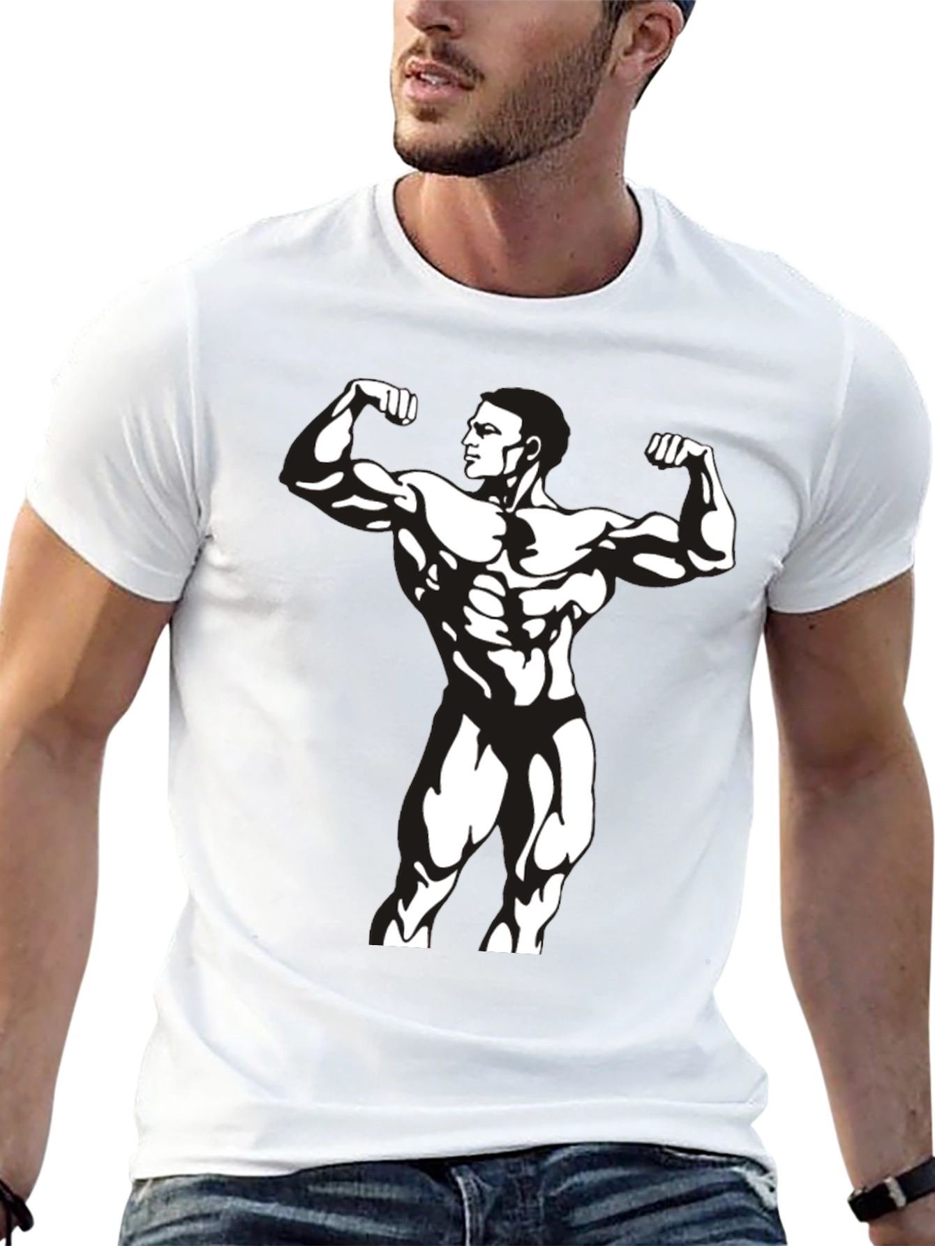 Mens Black Bodybuilder Graphic T-Shirt