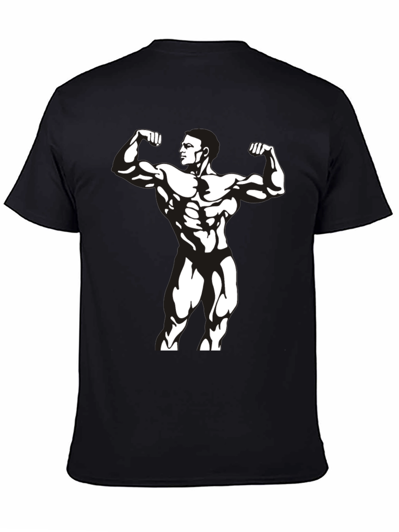Mens Black Bodybuilder Graphic T-Shirt