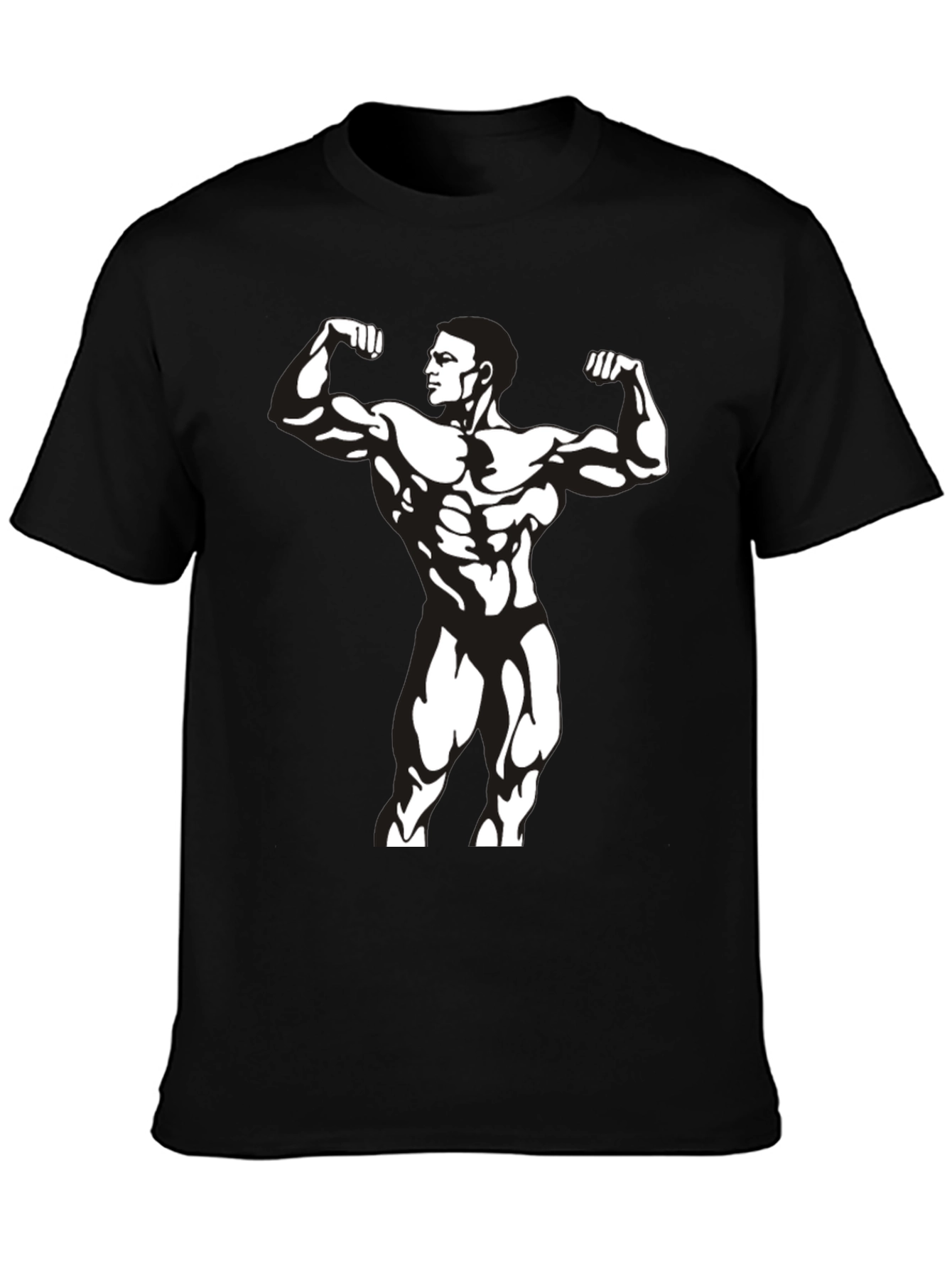 Mens Black Bodybuilder Graphic T-Shirt