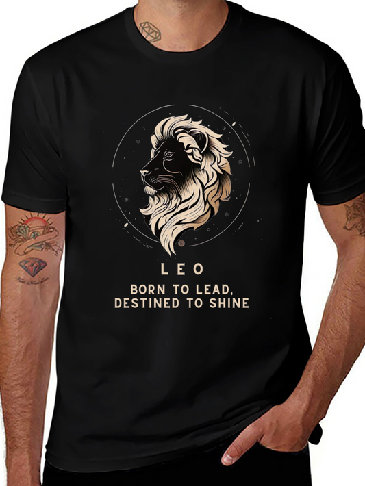 Leo Zodiac T-Shirt - Born to Lead Destined to Shine - Black