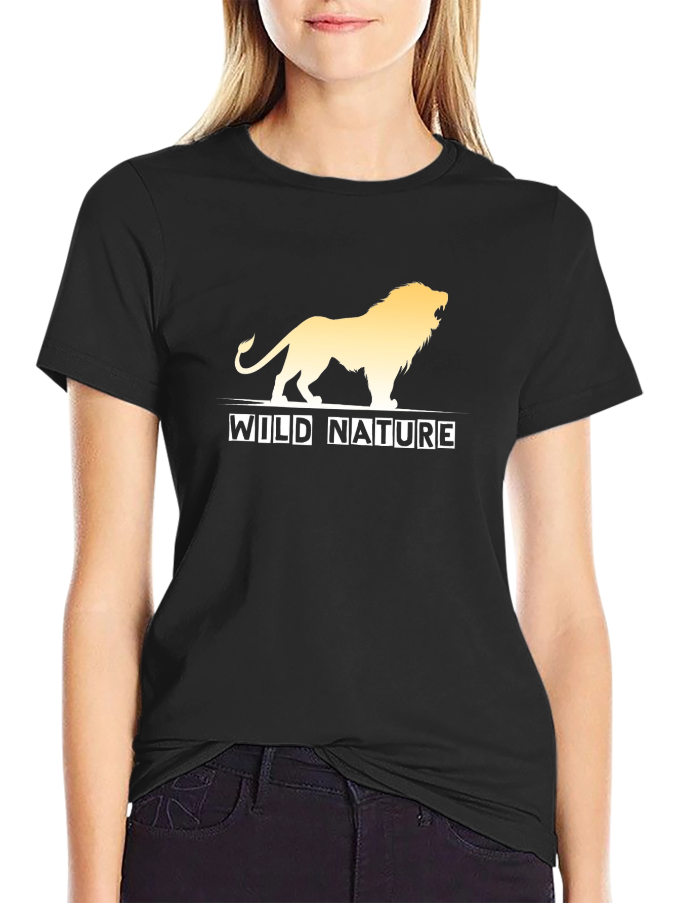 Wild Nature Lion Graphic Black T-Shirt