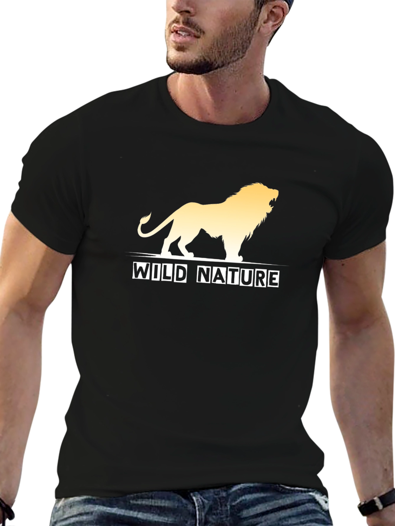 Wild Nature Lion Graphic Black T-Shirt