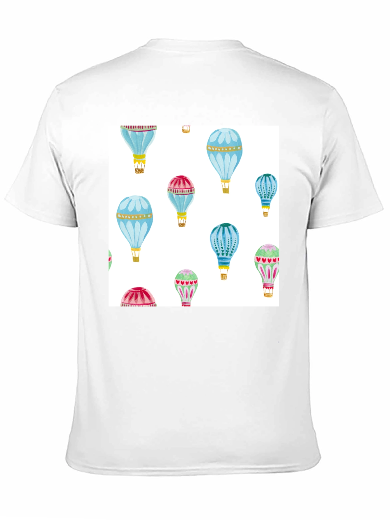 Hot Air Balloon Print Black T-Shirt