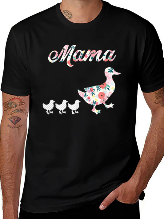 Mama Duck & Ducklings Floral Graphic Tee