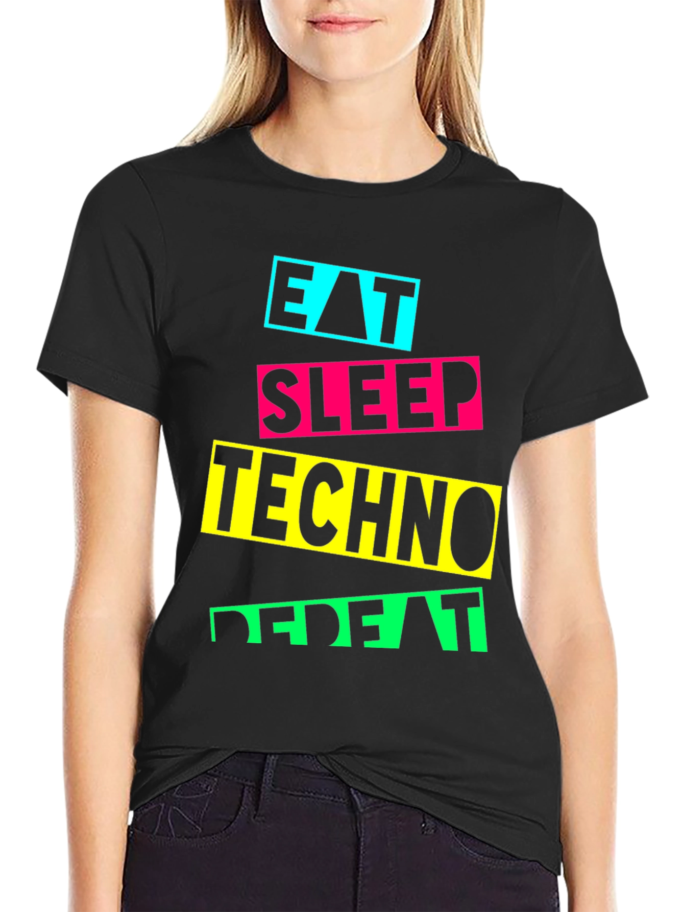 Eat Sleep Techno Repeat Graphic T-Shirt