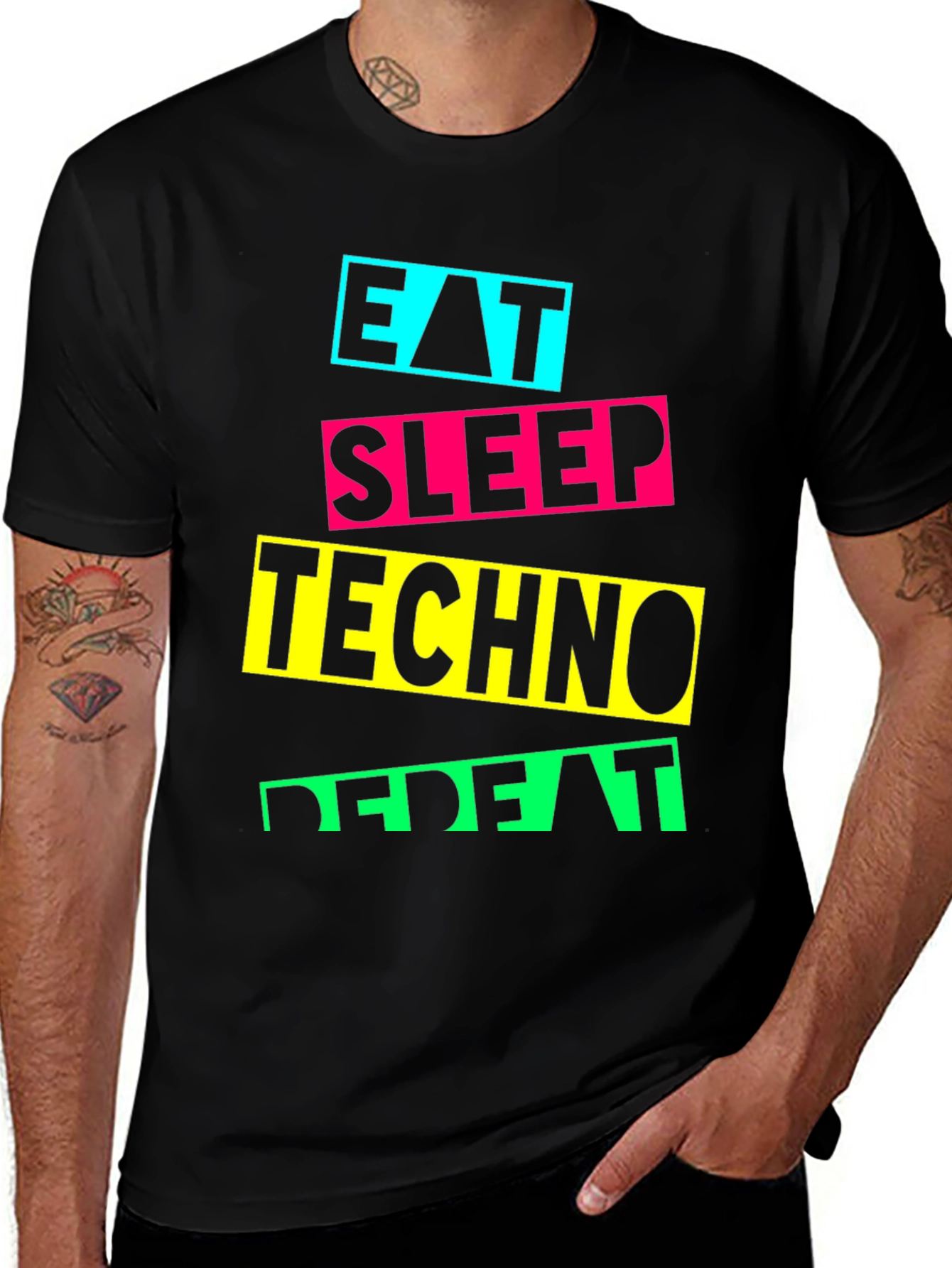 Eat Sleep Techno Repeat Graphic T-Shirt