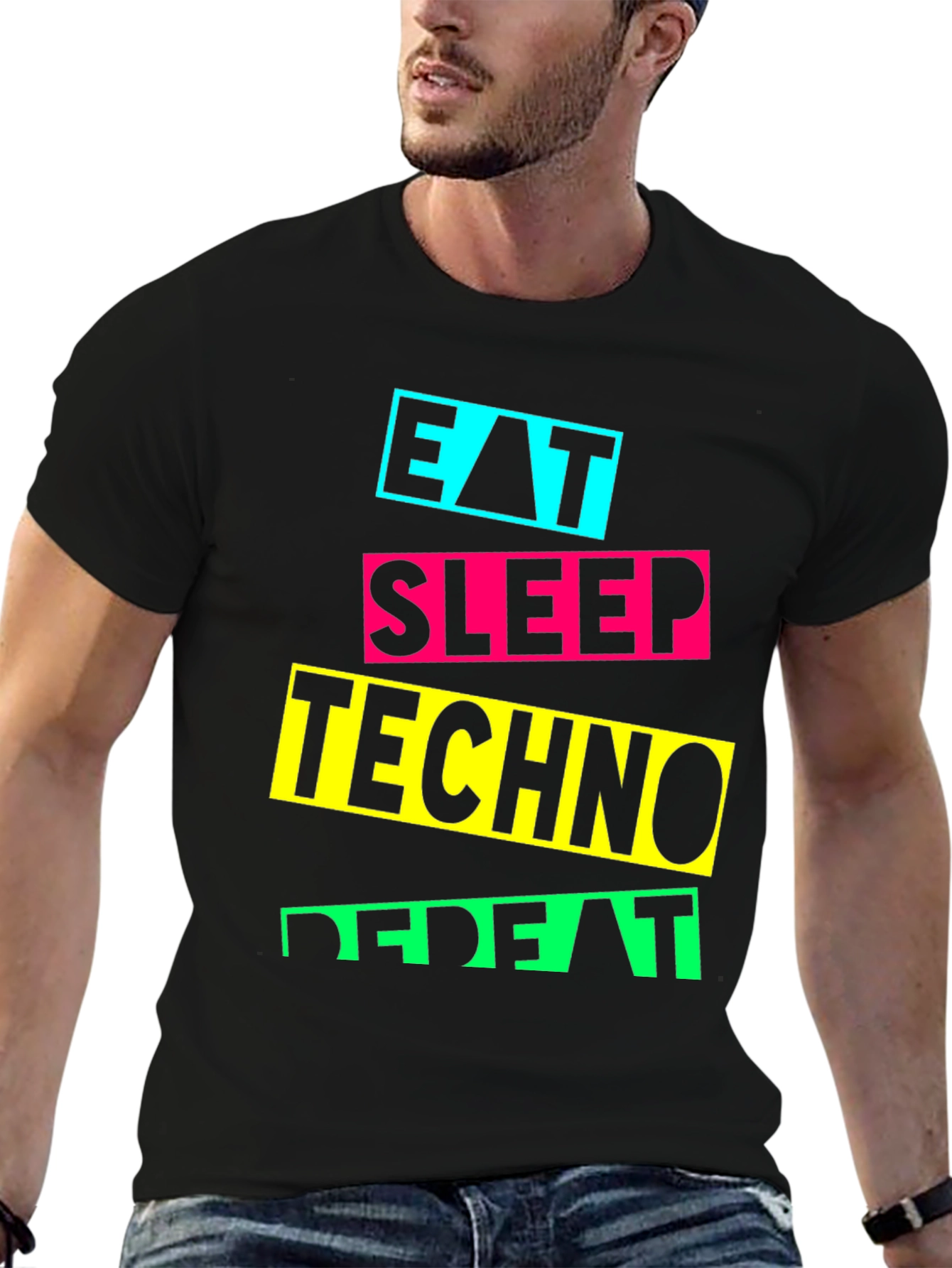Eat Sleep Techno Repeat Graphic T-Shirt
