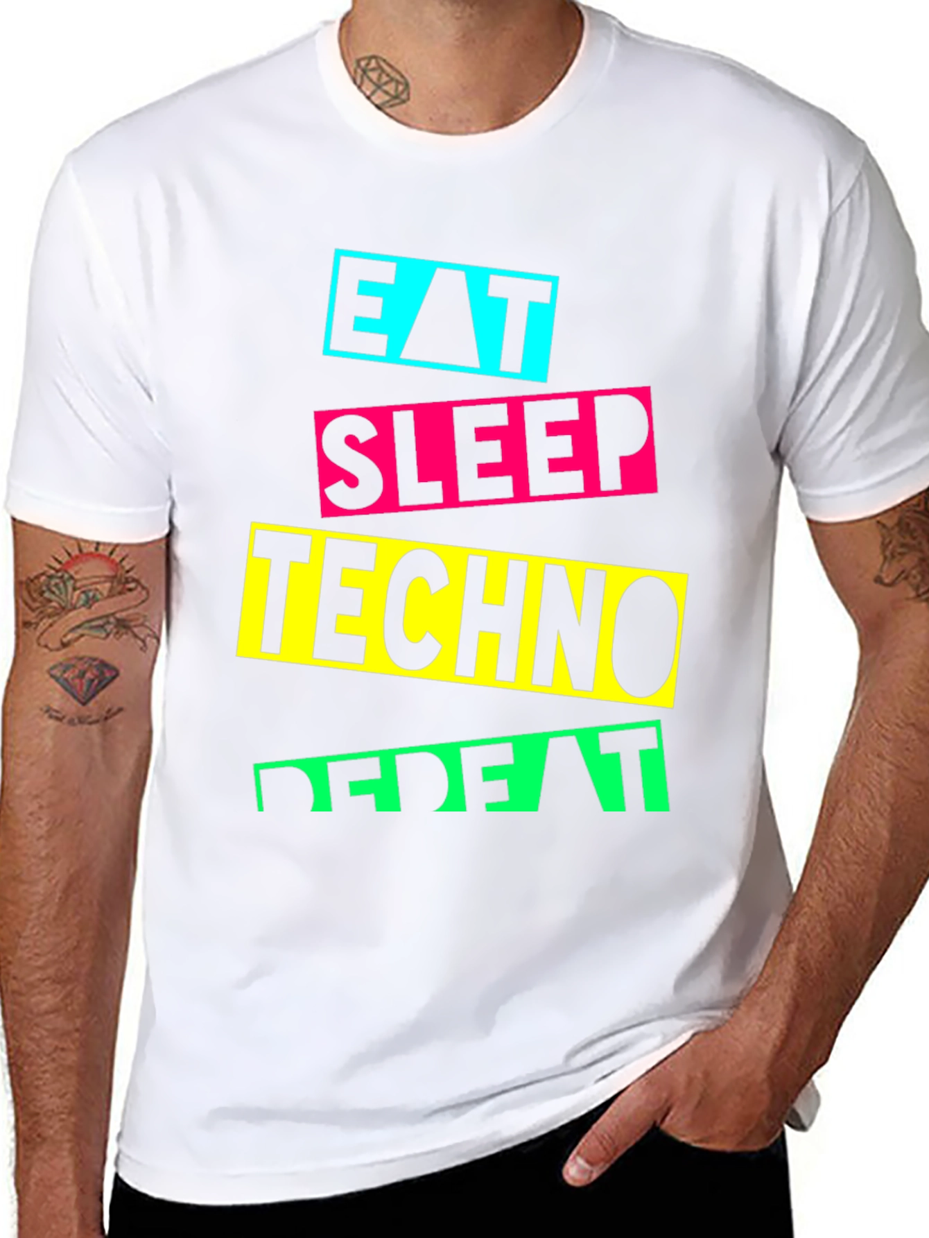 Eat Sleep Techno Repeat Graphic T-Shirt