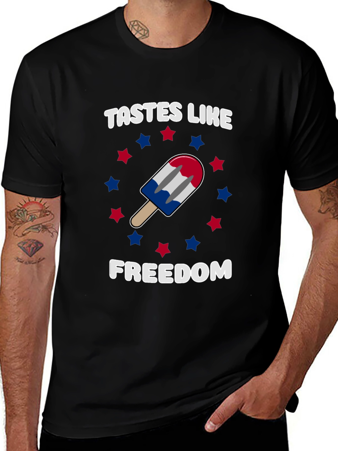 Tastes Like Freedom Patriotic Popsicle Graphic Tee