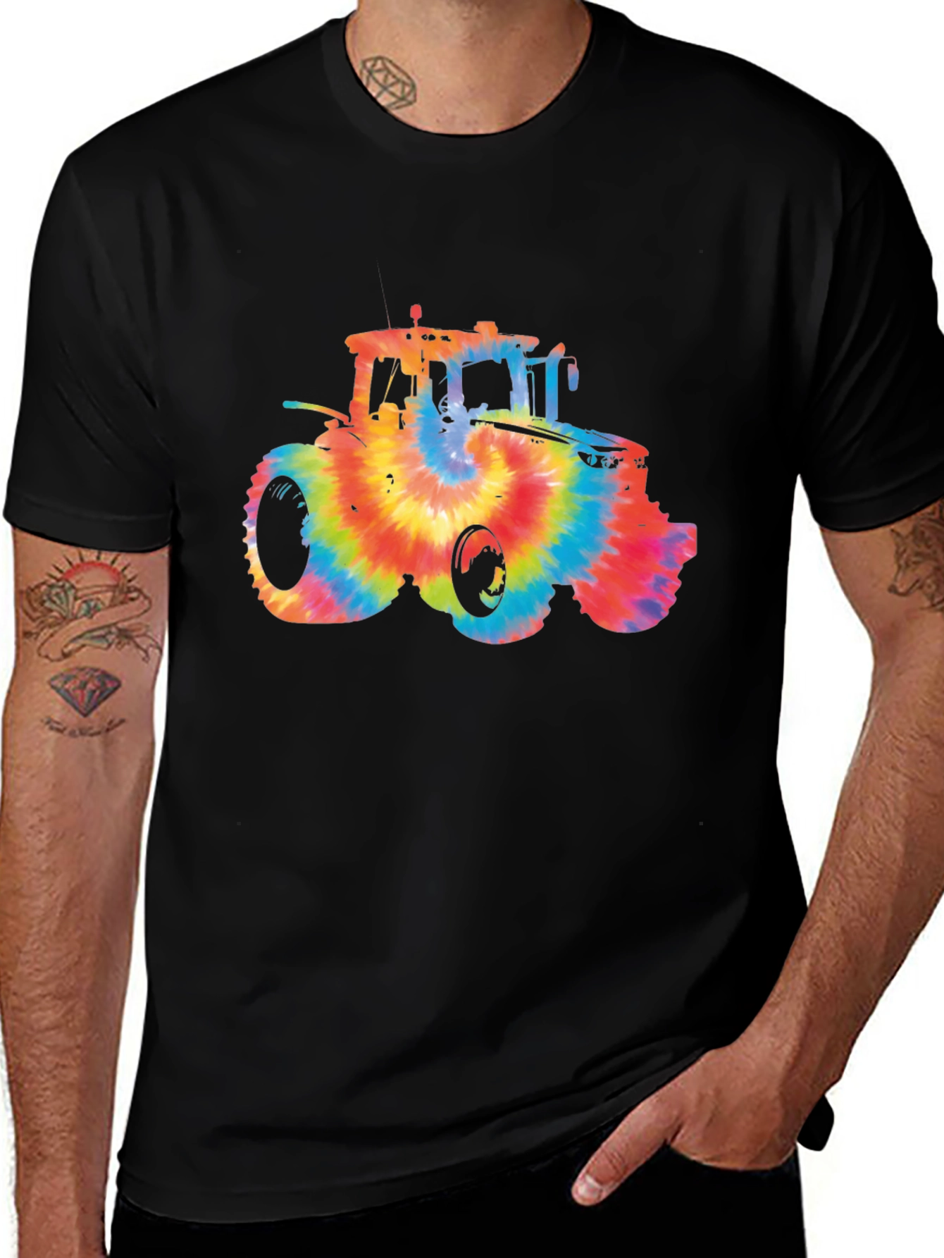 Tie Dye Tractor Graphic T-Shirt