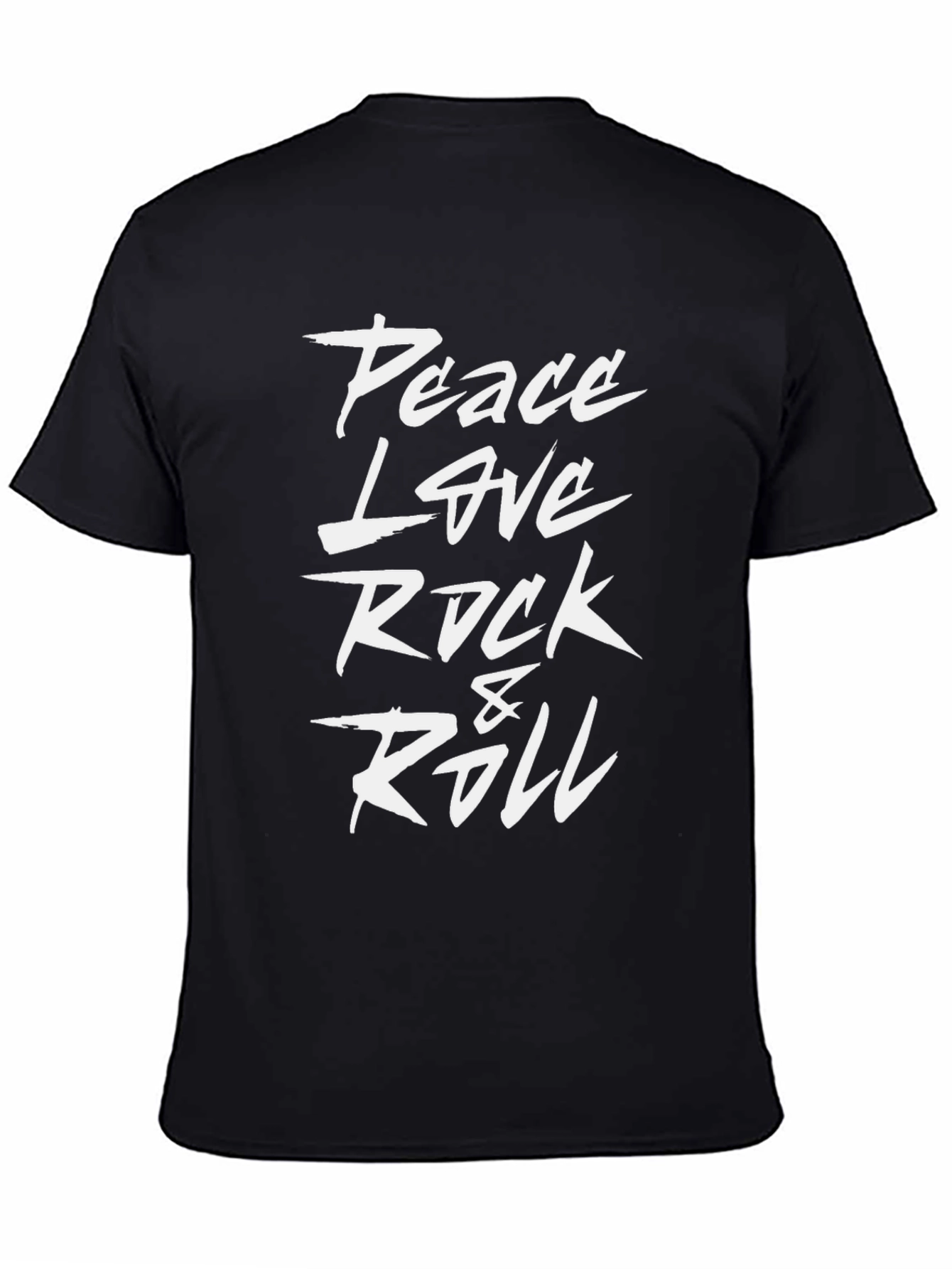 Peace Love Rock & Roll Black Graphic T-Shirt
