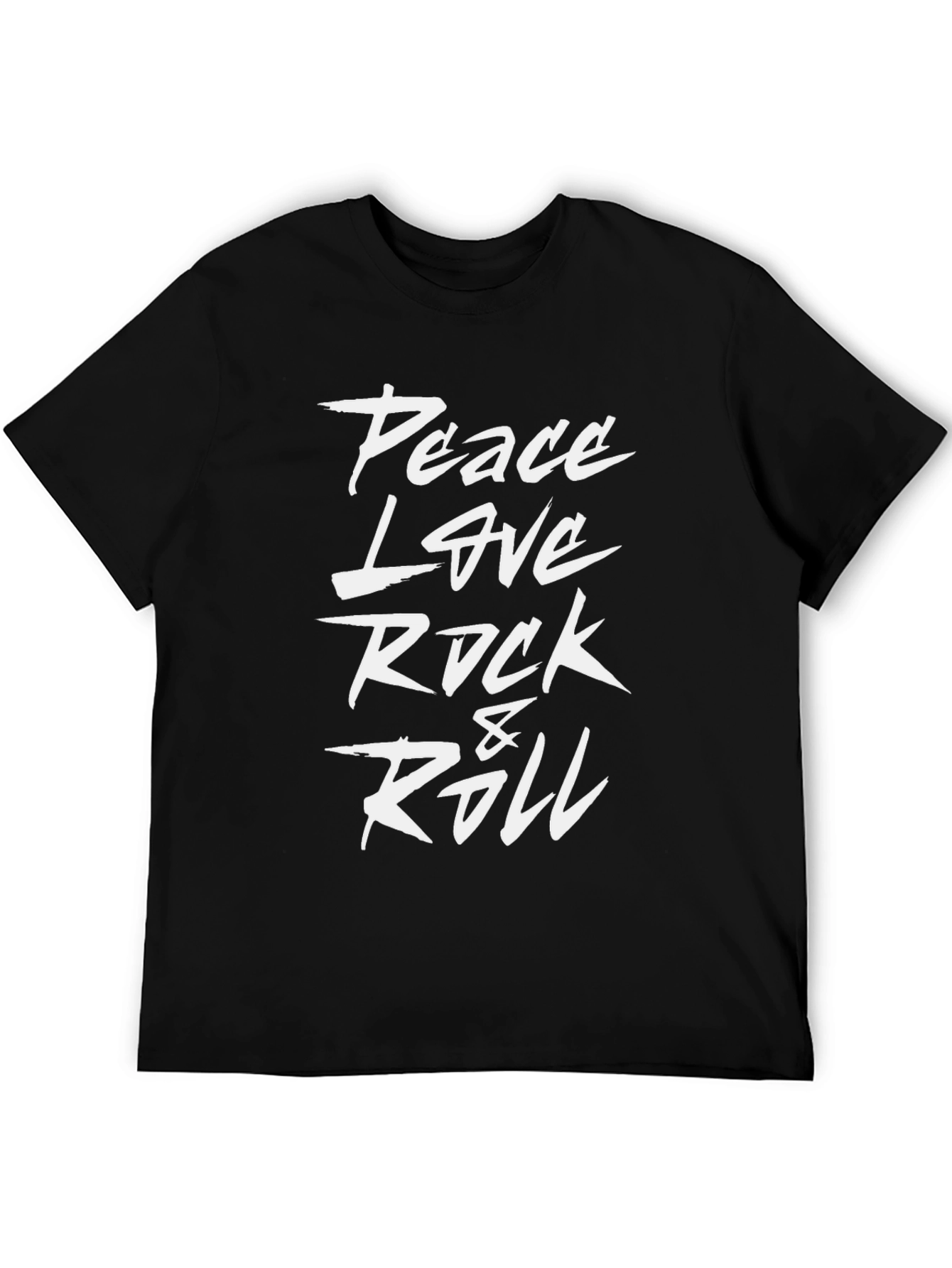 Peace Love Rock & Roll Black Graphic T-Shirt