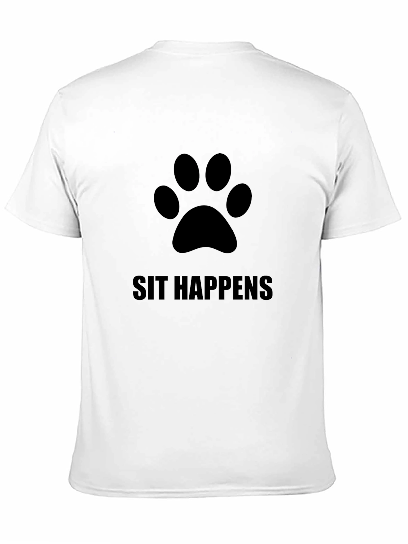 Sit Happens Paw Print Graphic Tee - Black
