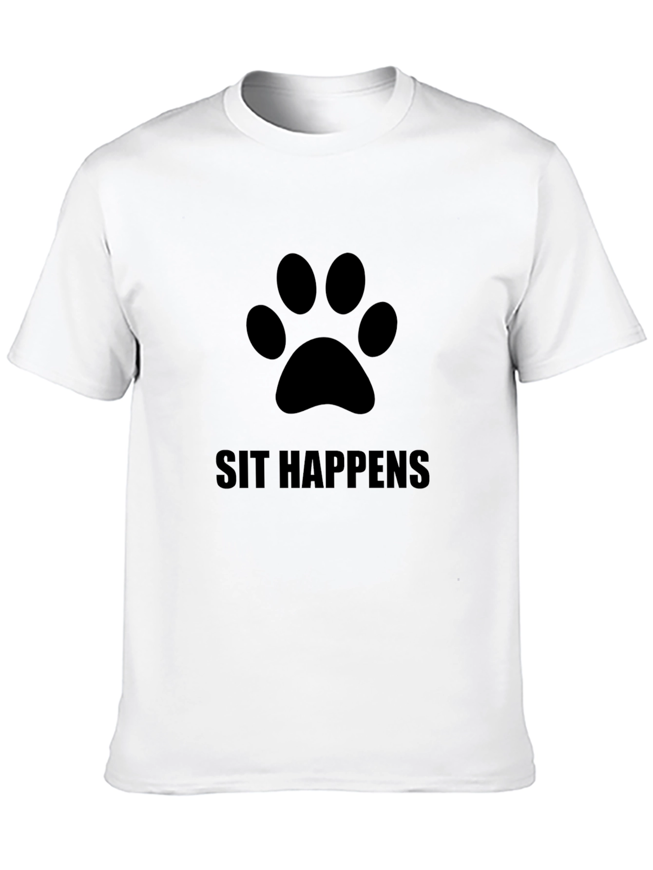Sit Happens Paw Print Graphic Tee - Black