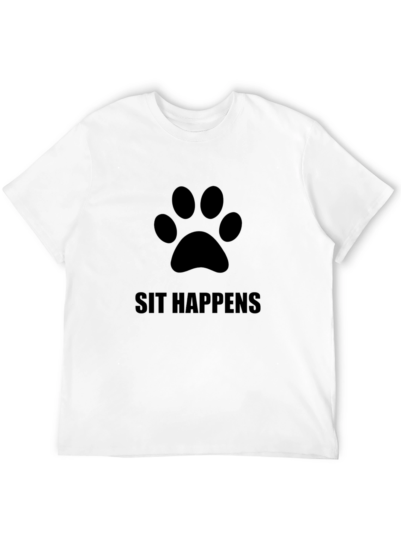 Sit Happens Paw Print Graphic Tee - Black