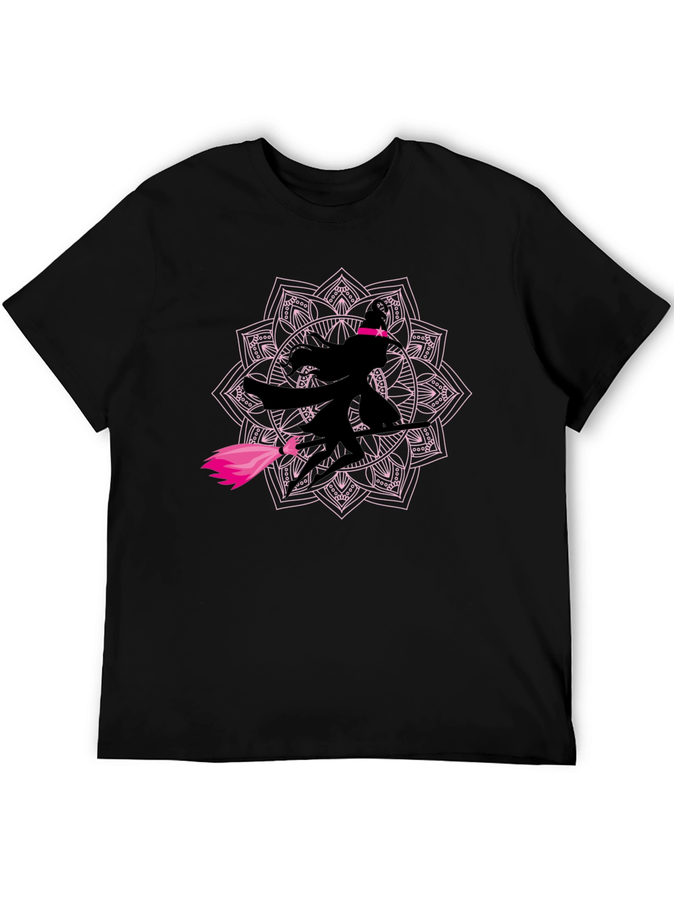 Witch Mandala Graphic Tee - Black Cotton T-Shirt