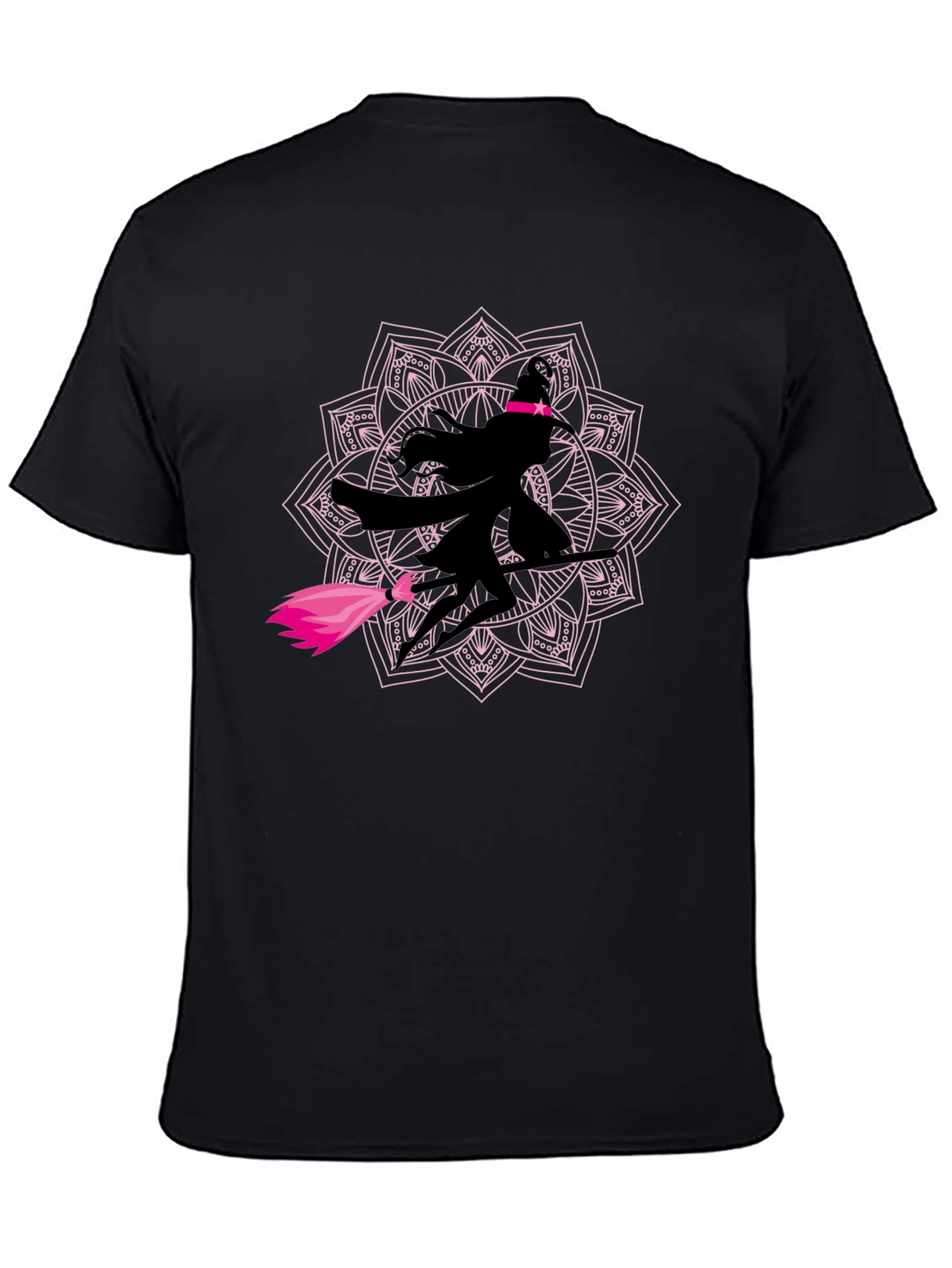 Witch Mandala Graphic Tee - Black Cotton T-Shirt