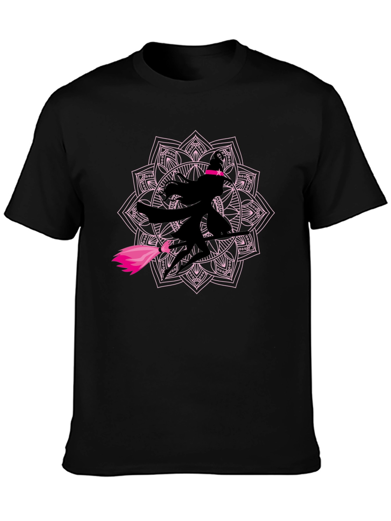 Witch Mandala Graphic Tee - Black Cotton T-Shirt