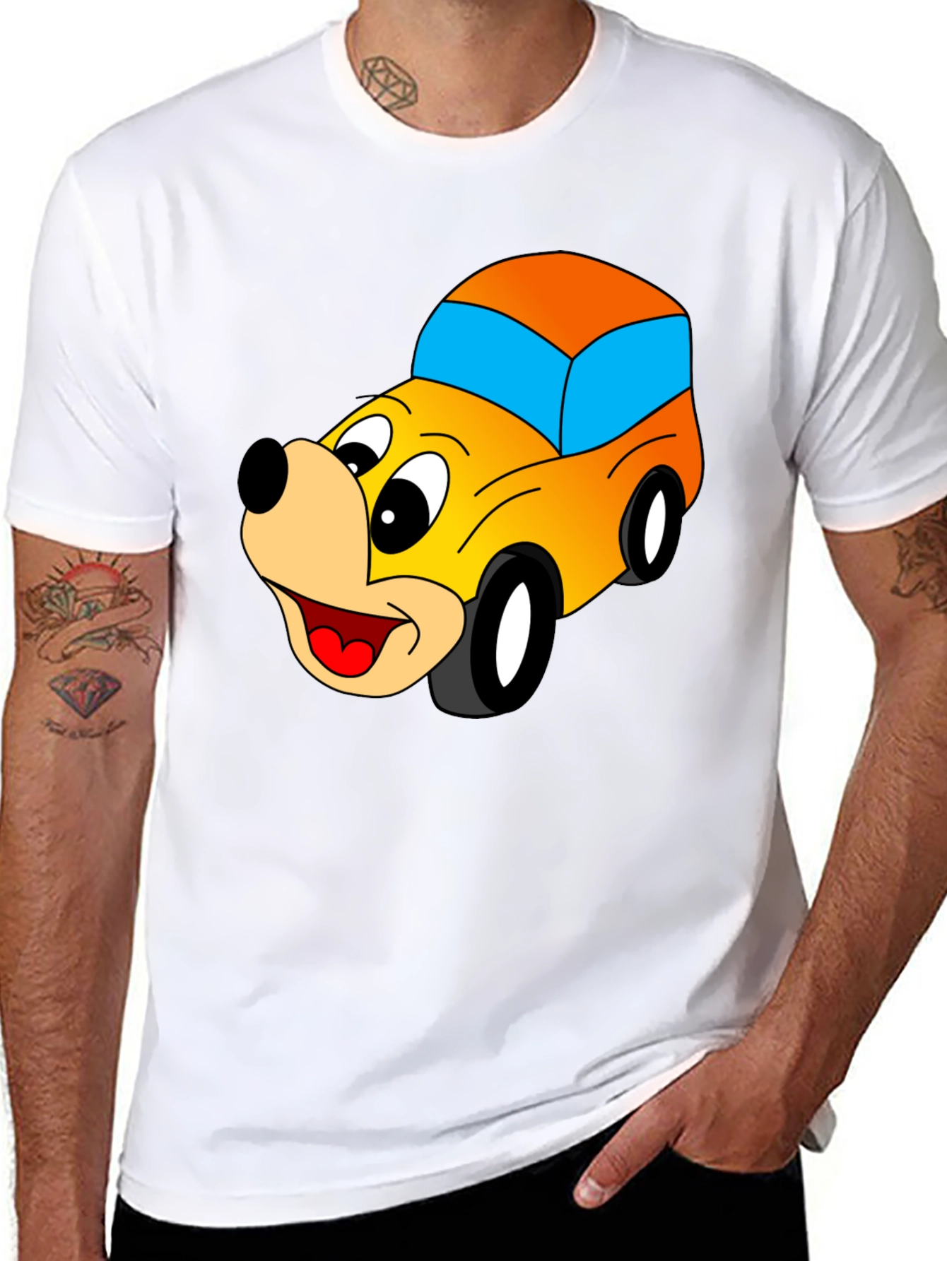Cartoon Car Graphic Black T-Shirt