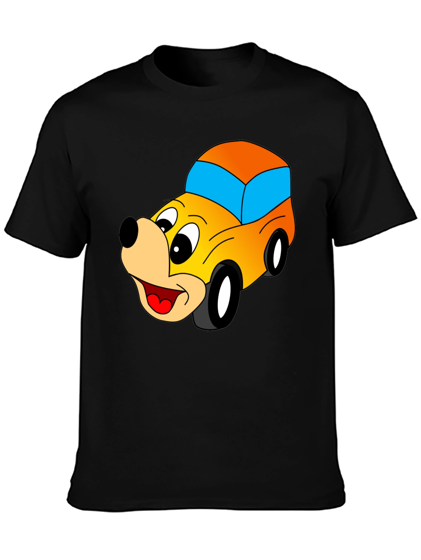 Cartoon Car Graphic Black T-Shirt