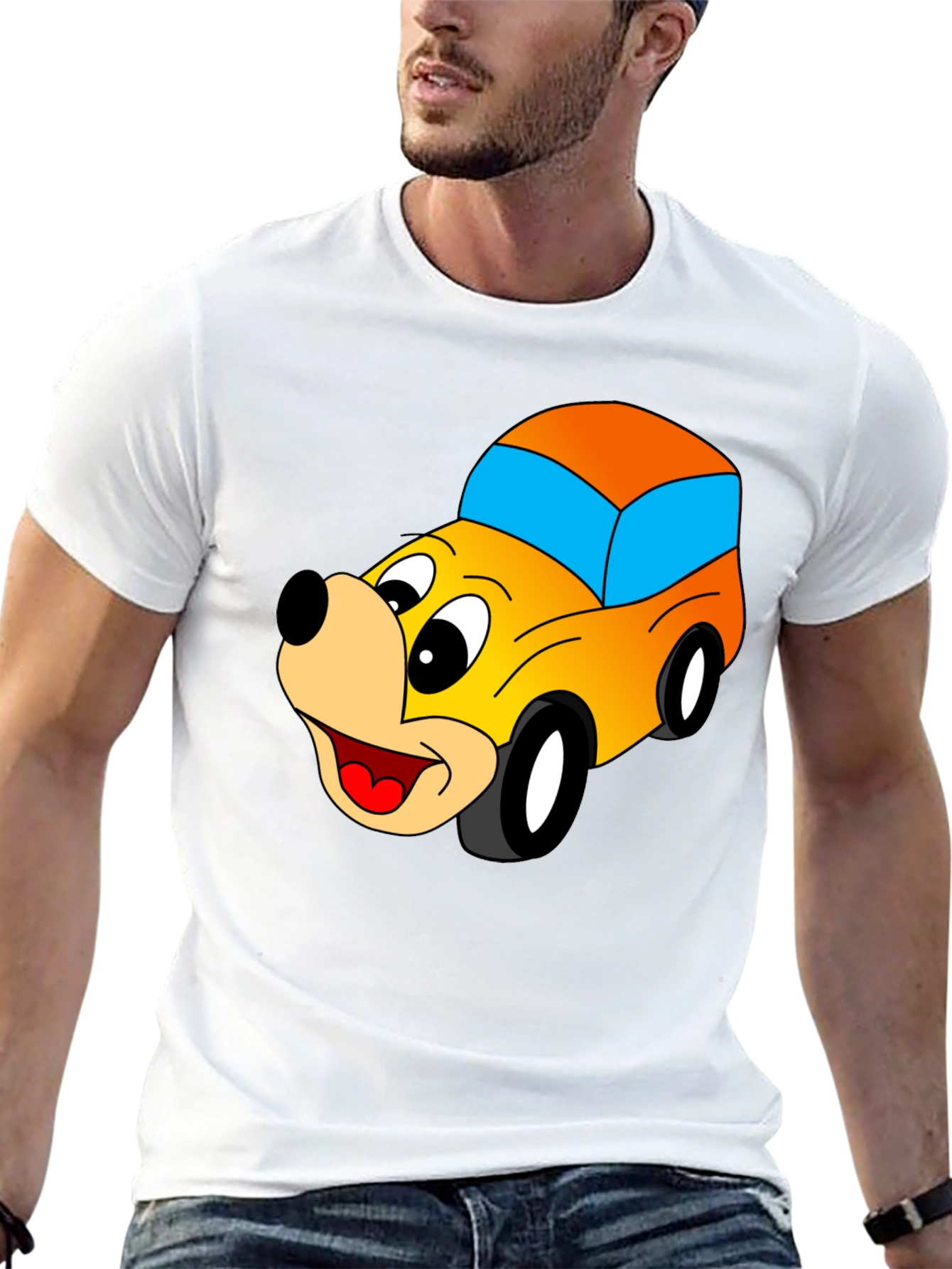 Cartoon Car Graphic Black T-Shirt