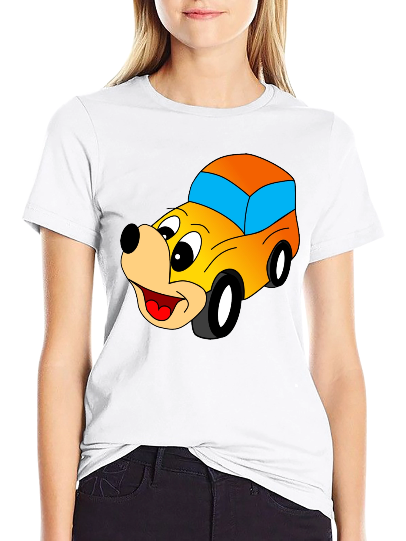 Cartoon Car Graphic Black T-Shirt