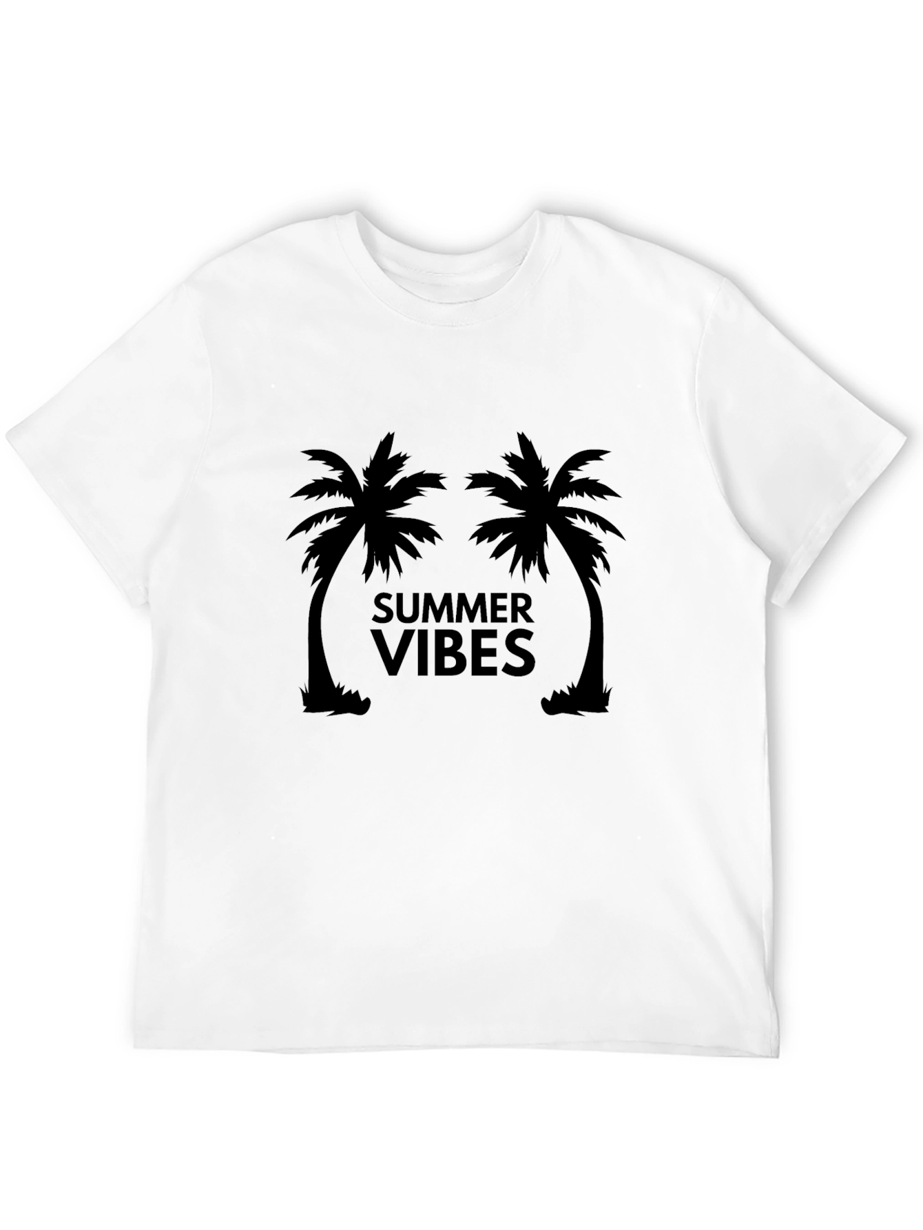 Summer Vibes Palm Tree Graphic Tee - Black