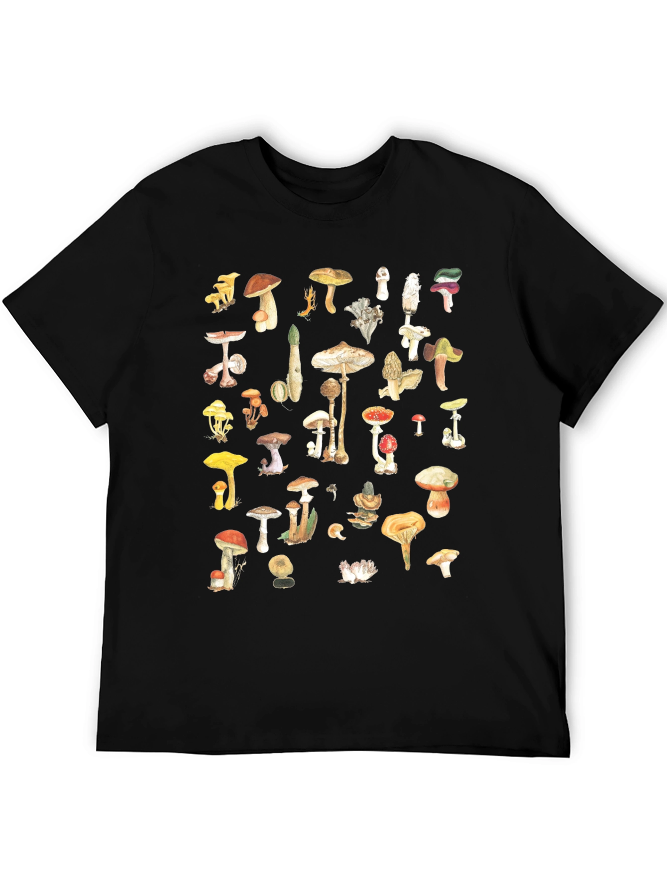 Mushroom Print Black Tee