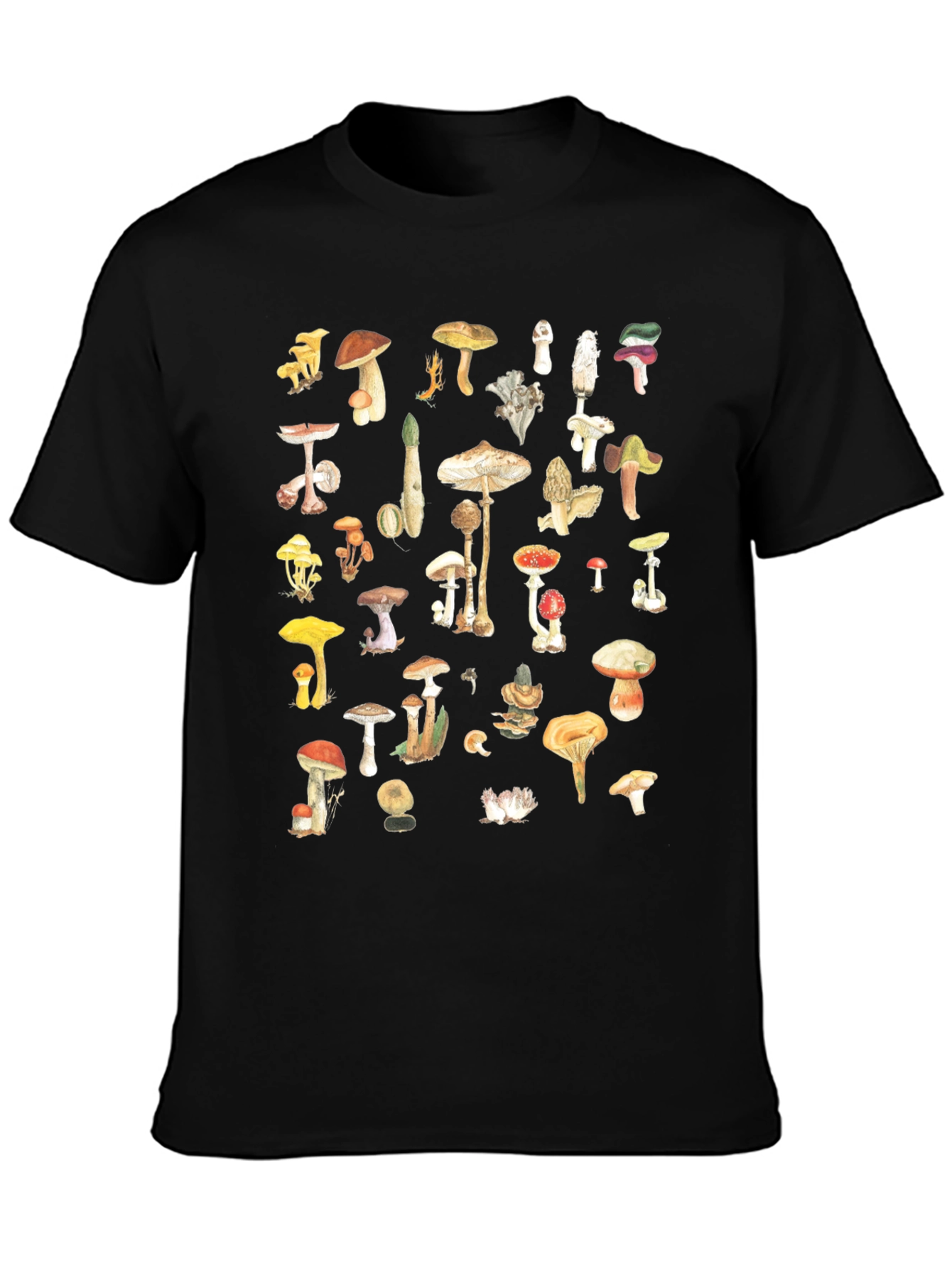 Mushroom Print Black Tee