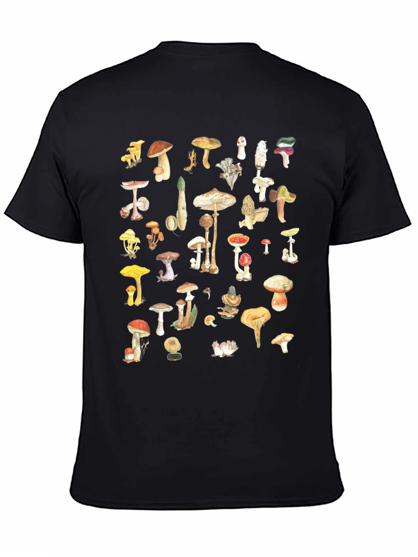 Mushroom Print Black Tee