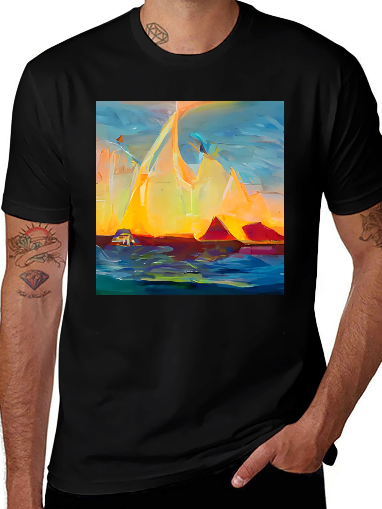Abstract Mountain Sunset T-Shirt