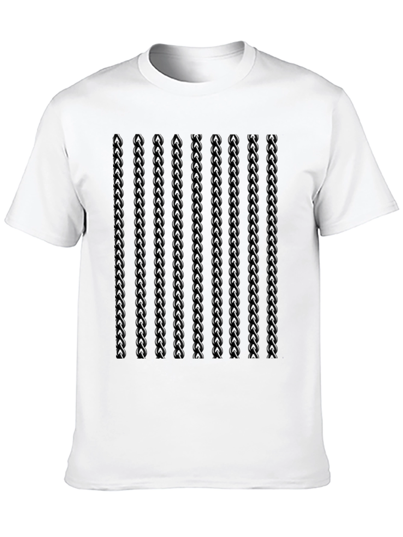 Mens Black Twisted Chain Link Pattern T-Shirt
