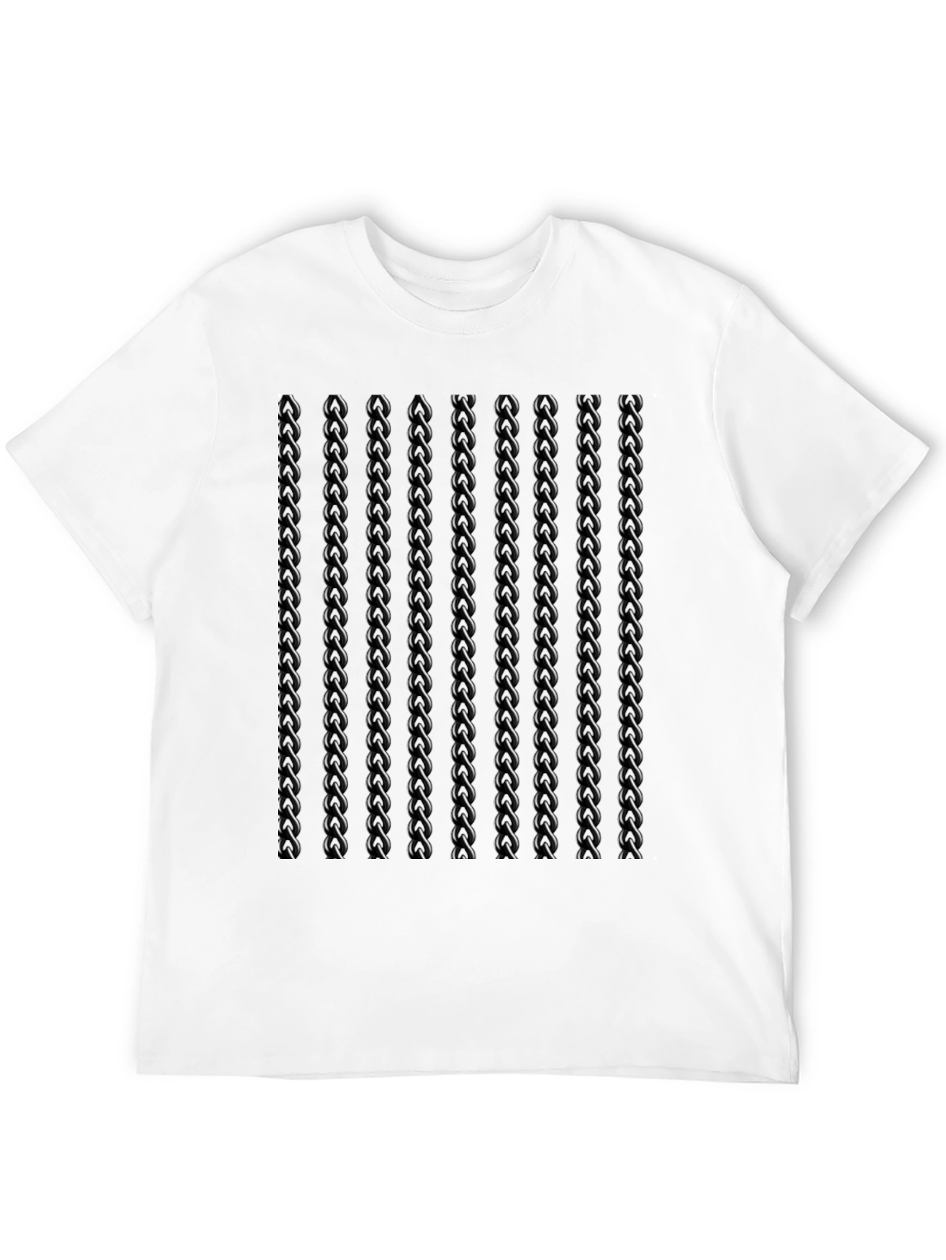 Mens Black Twisted Chain Link Pattern T-Shirt
