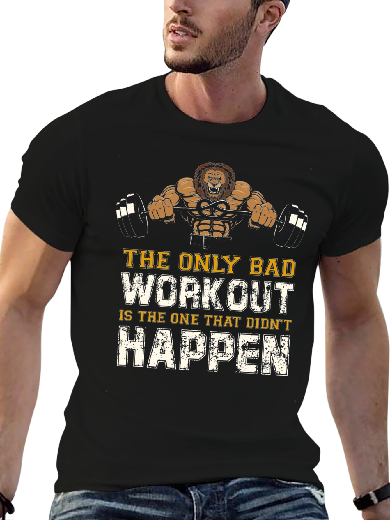 Gym Motivation T-Shirt - Lion Workout Design