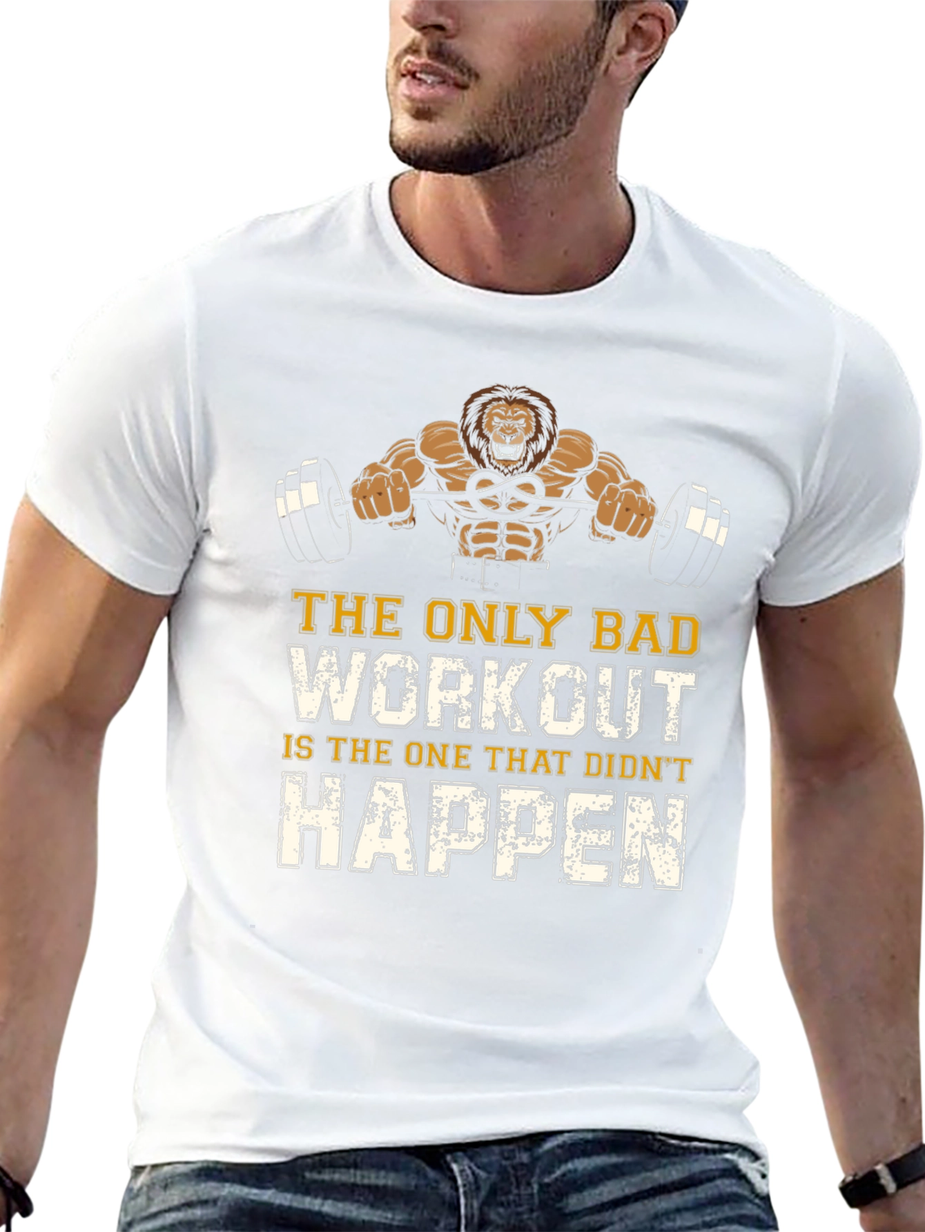 Gym Motivation T-Shirt - Lion Workout Design