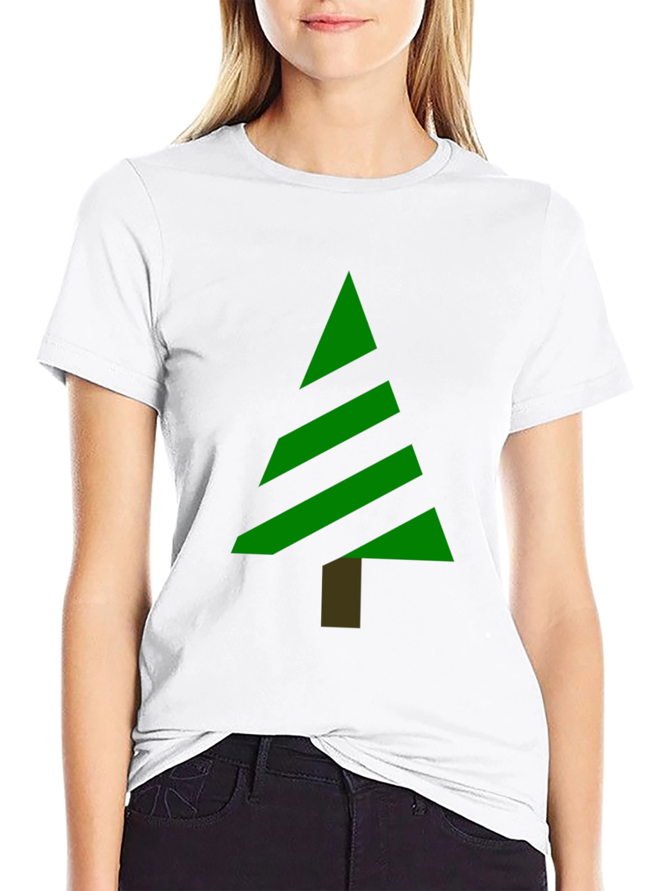 Modern Christmas Tree Graphic Tee - Black