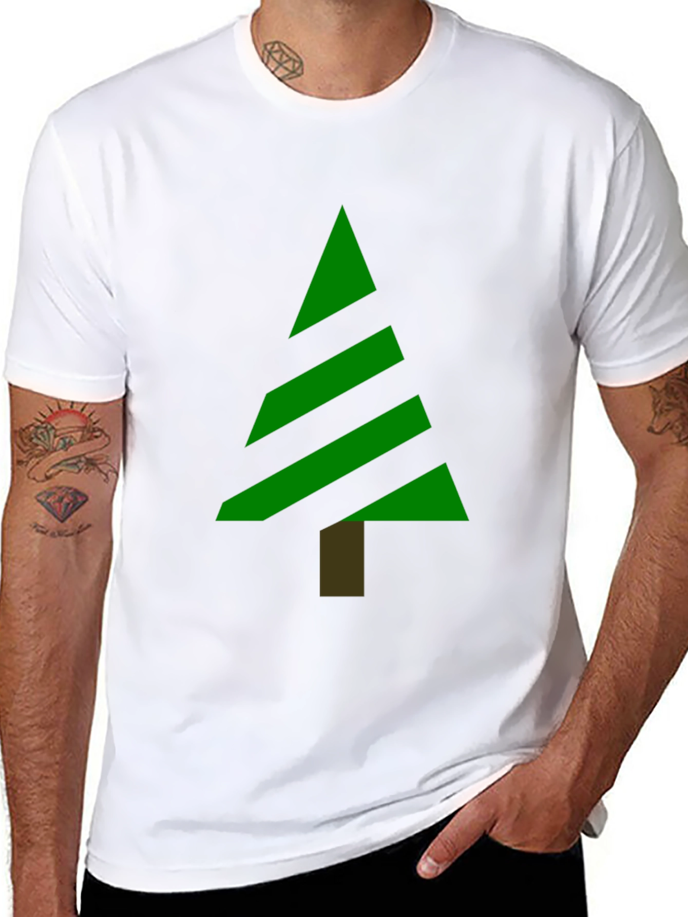 Modern Christmas Tree Graphic Tee - Black