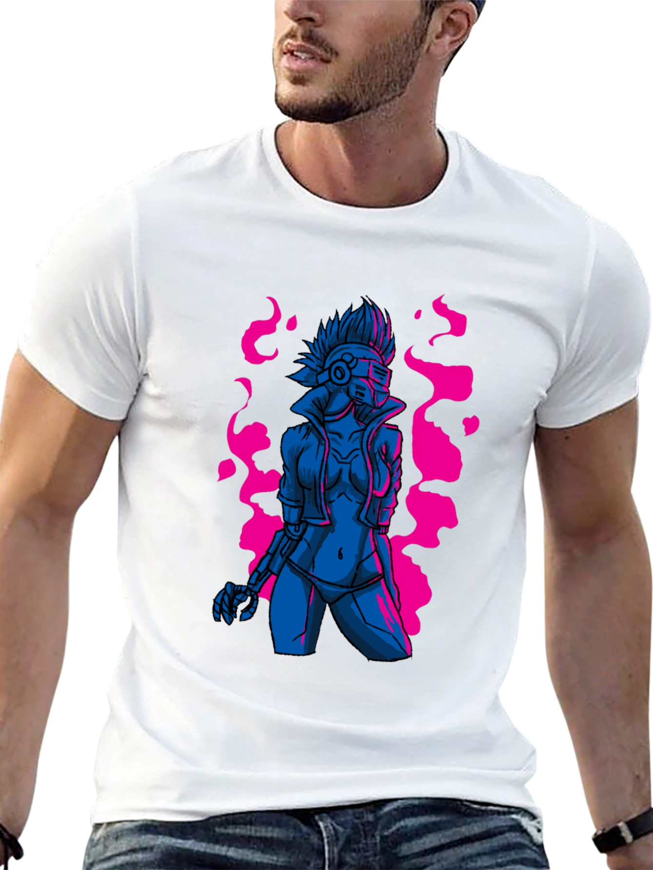 Cyberpunk Android Graphic Tee - Edgy Sci-Fi Style