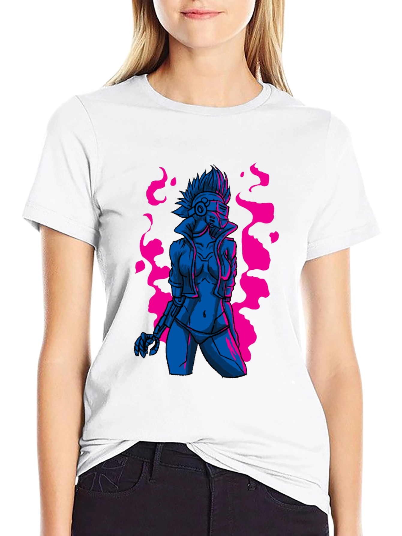Cyberpunk Android Graphic Tee - Edgy Sci-Fi Style