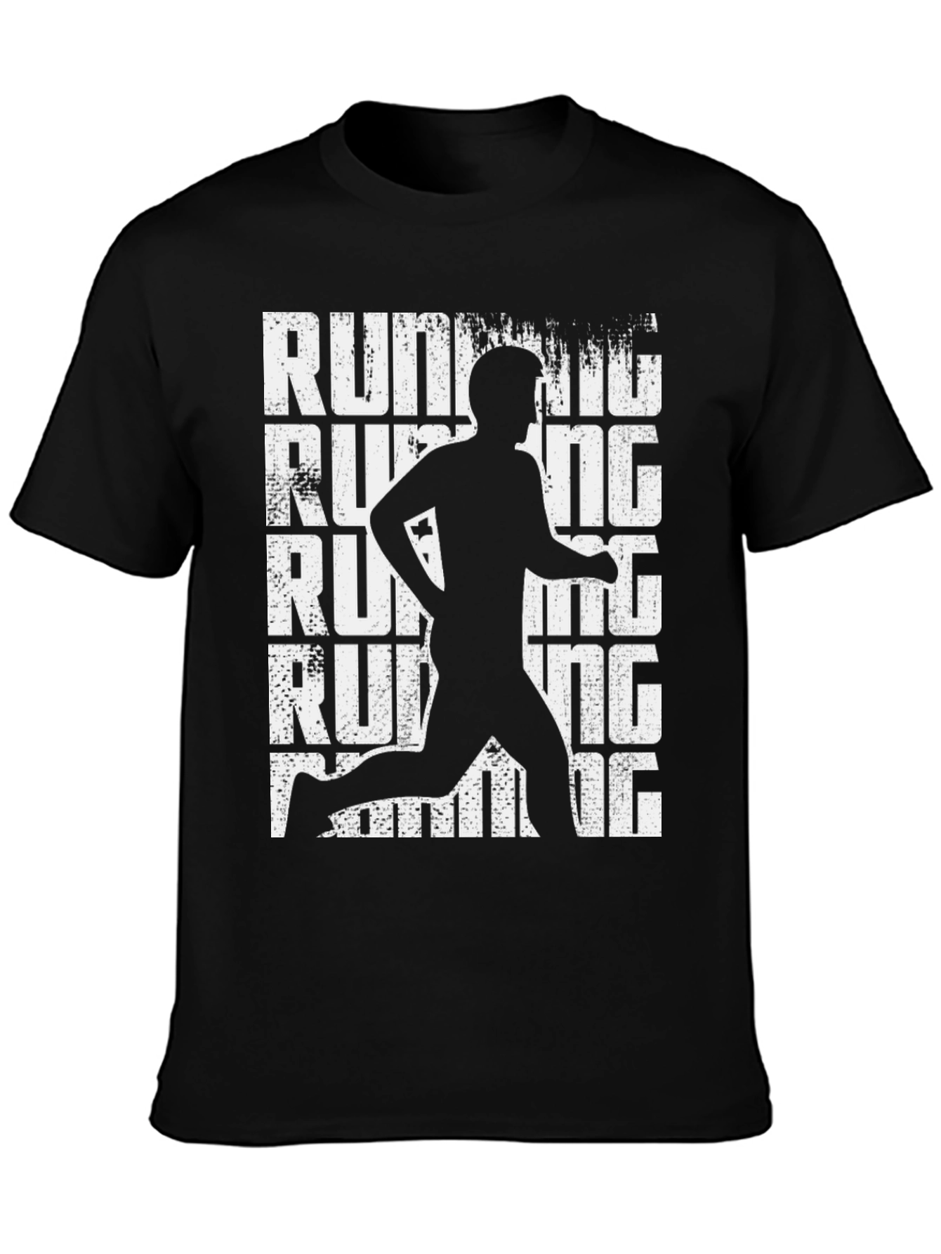 Running Man Graphic Tee - Black Cotton T-Shirt