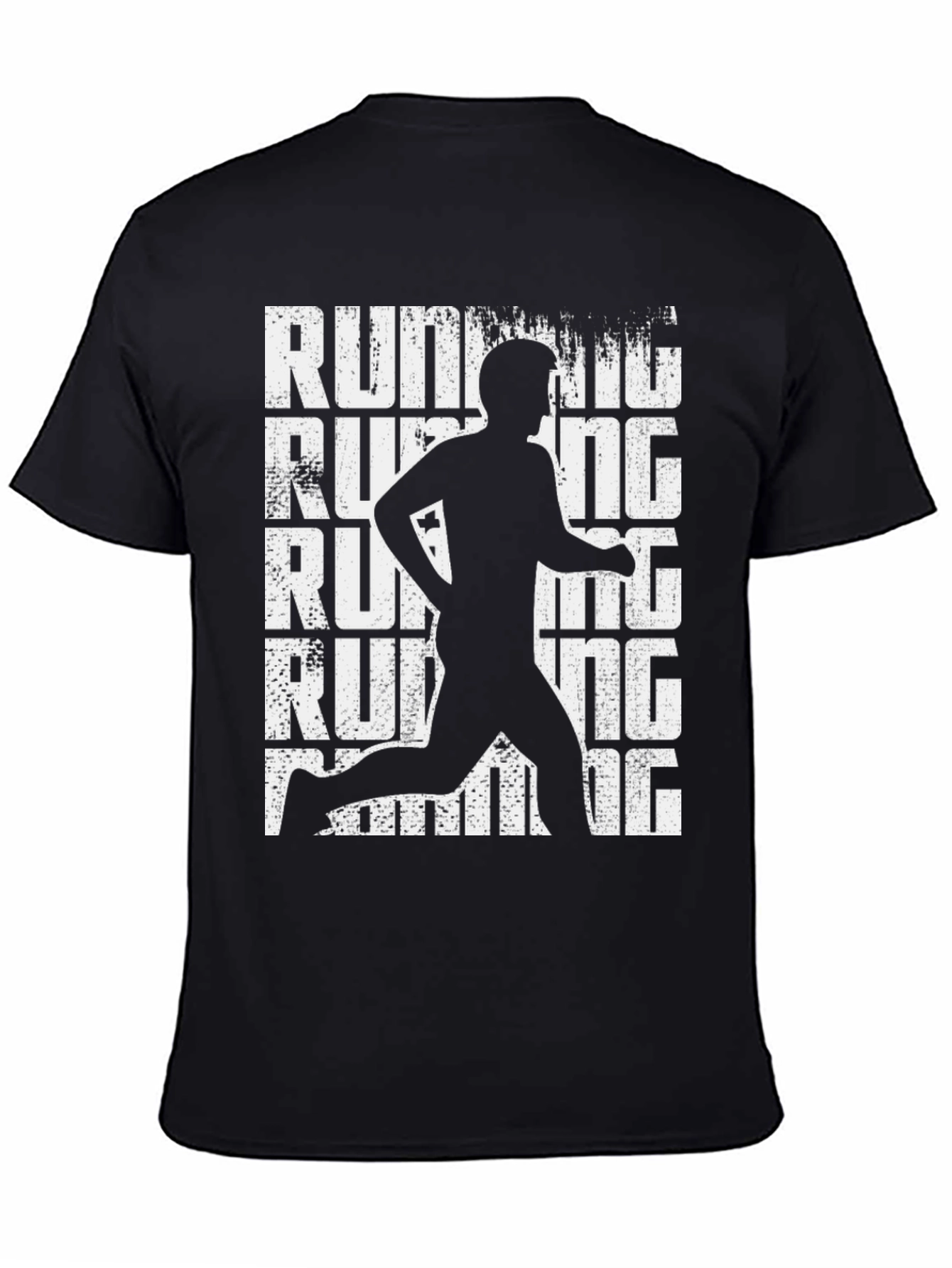 Running Man Graphic Tee - Black Cotton T-Shirt