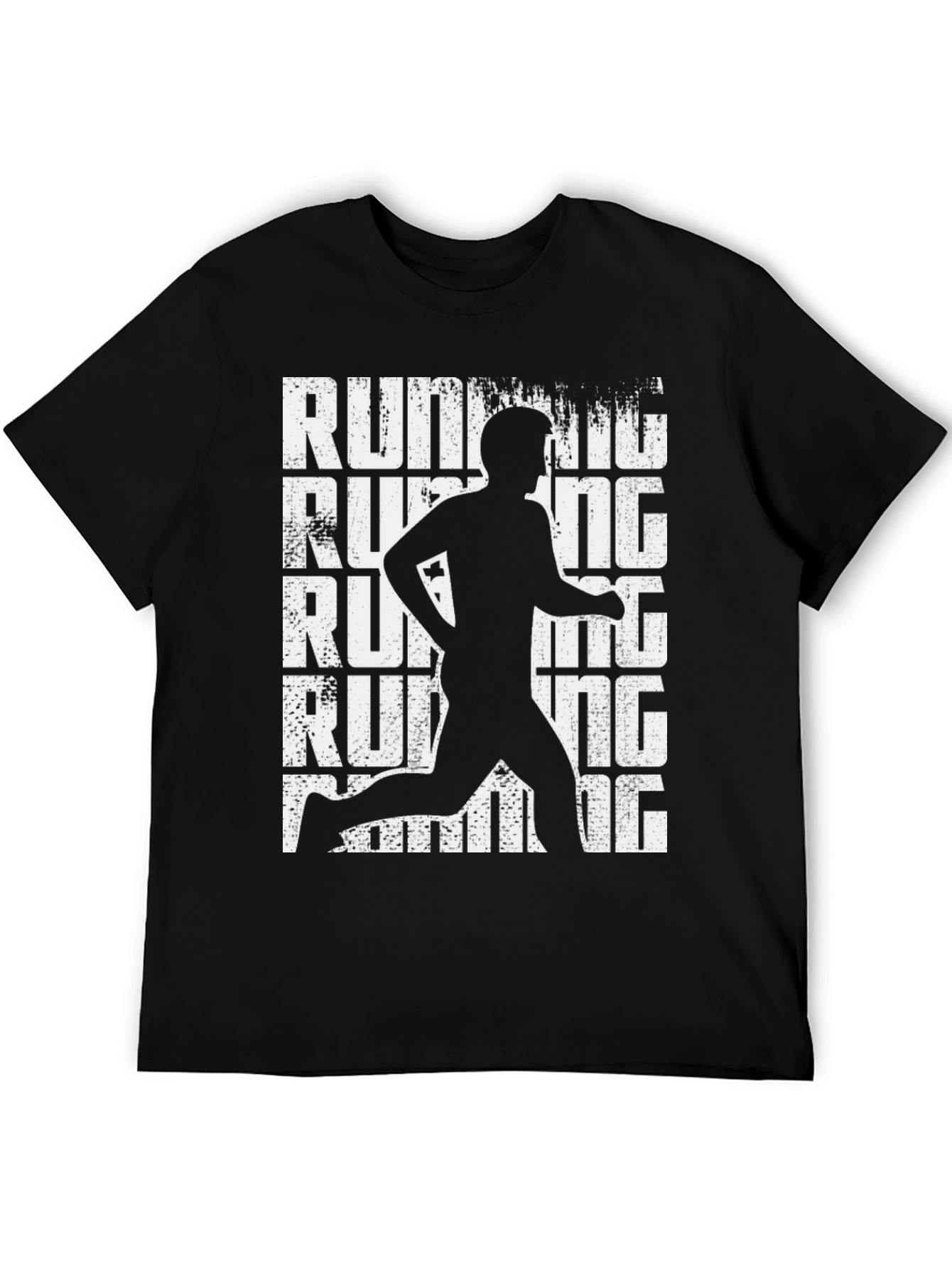 Running Man Graphic Tee - Black Cotton T-Shirt